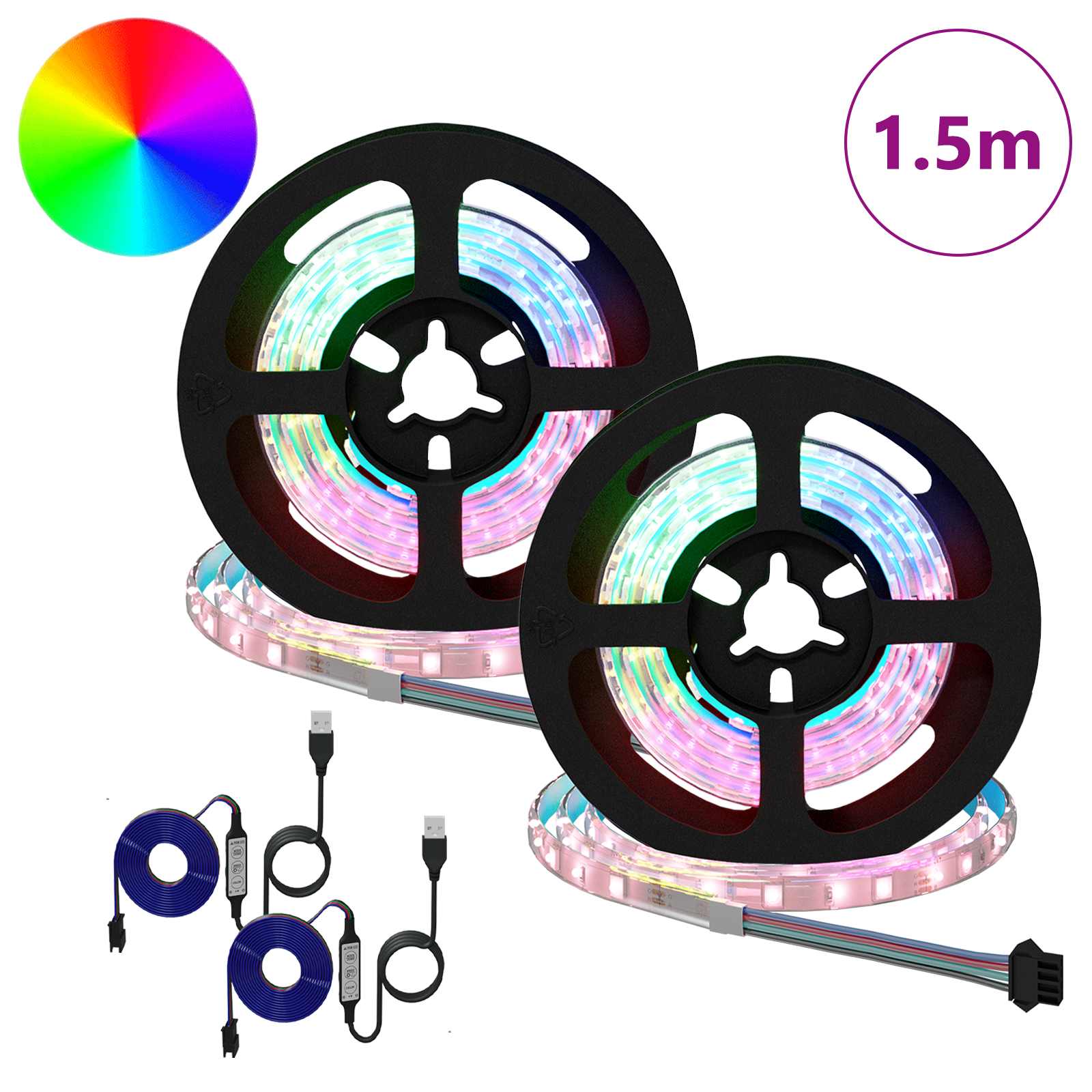 Striscia LED 2 pz Nero e trasparente Rame e plastica