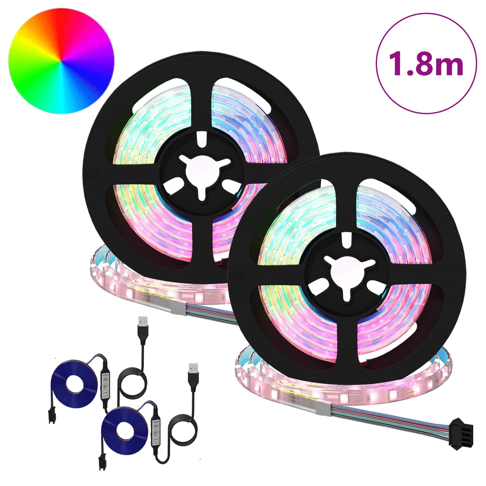 Striscia LED 2 pz Nero e trasparente Rame e plastica