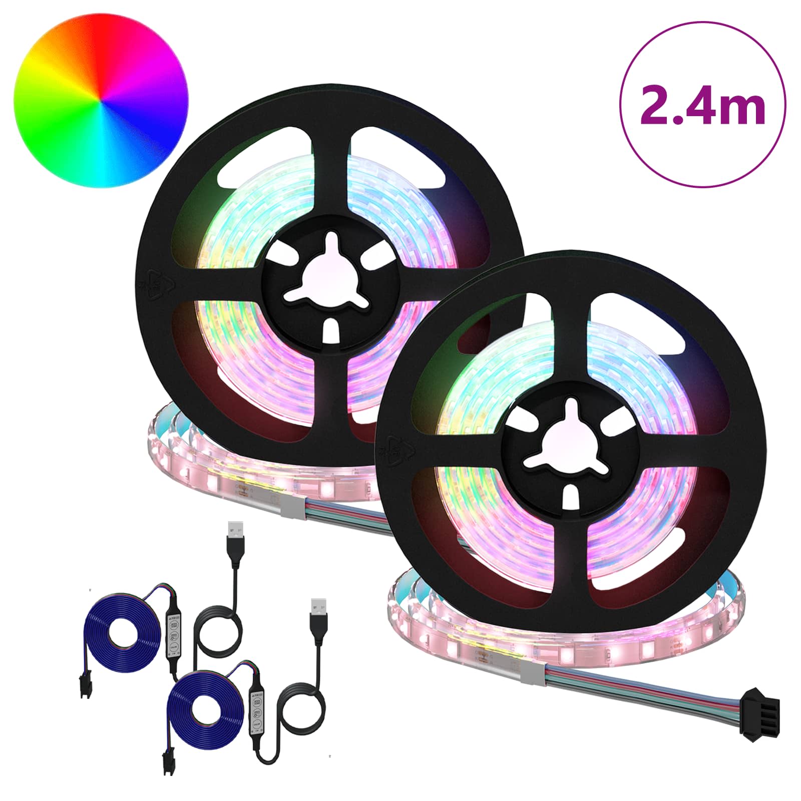 Striscia LED 2 pz Nero e trasparente Rame e plastica