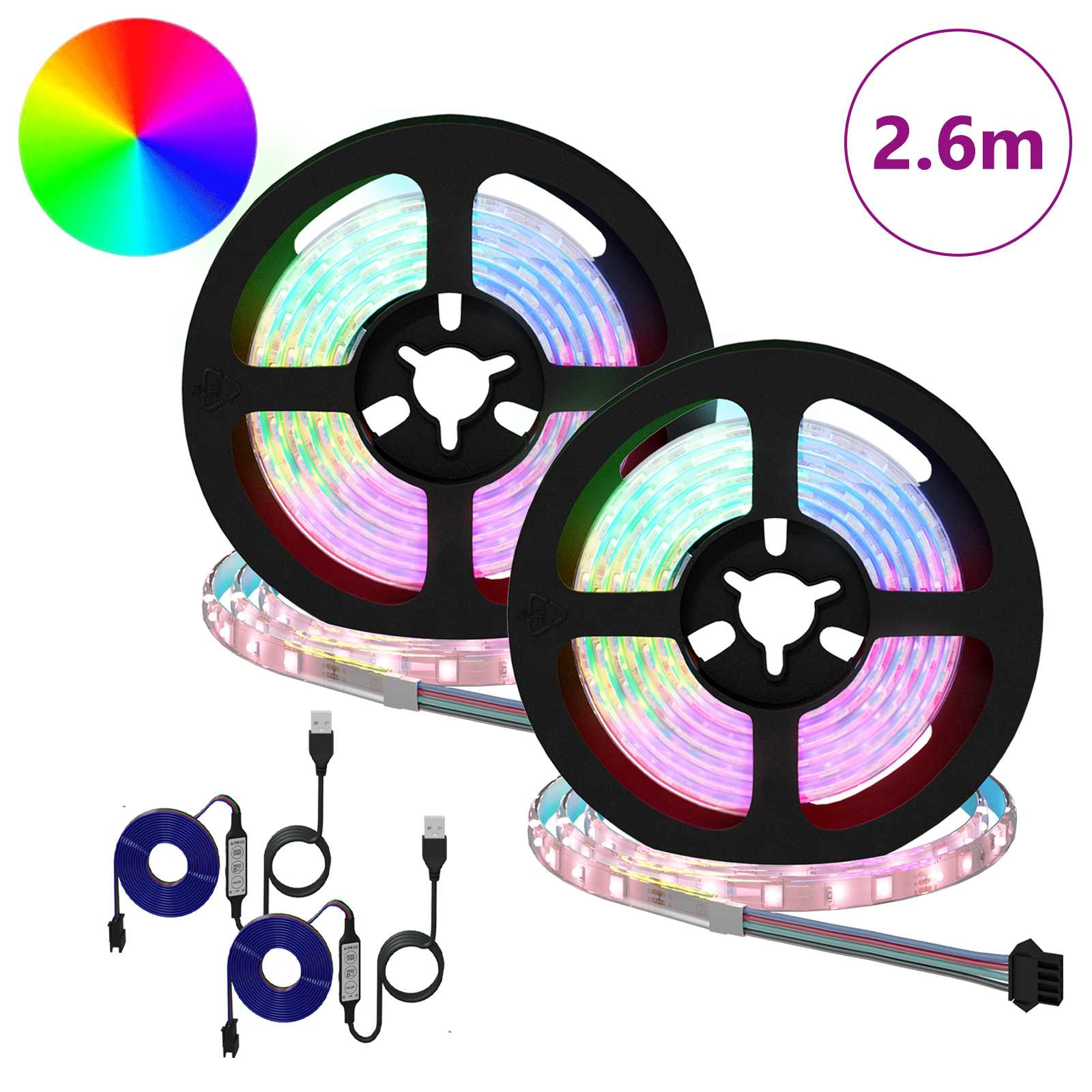 Striscia LED 2 pz Nero e trasparente Rame e plastica