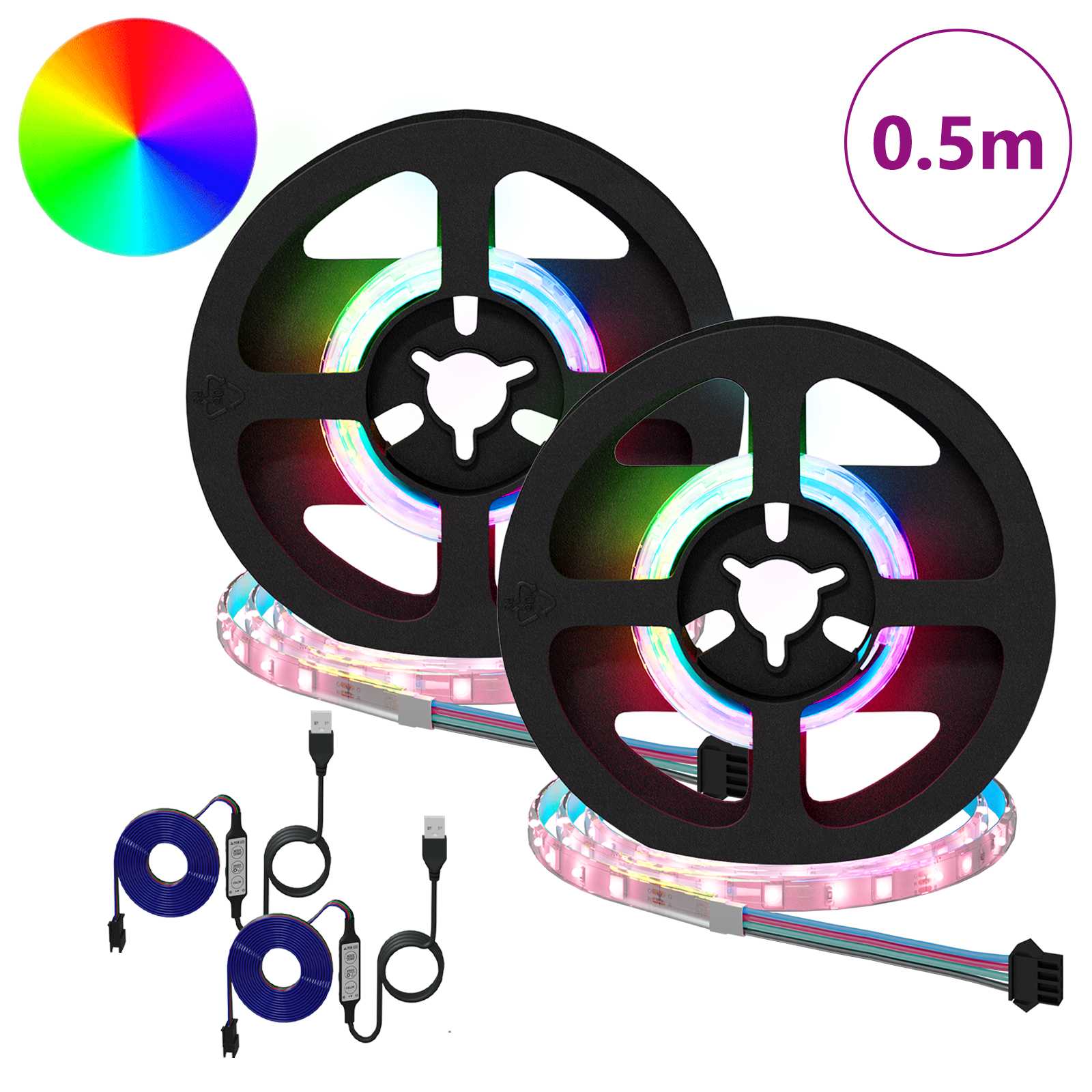Striscia LED 2 pz Nero e trasparente Rame e plastica