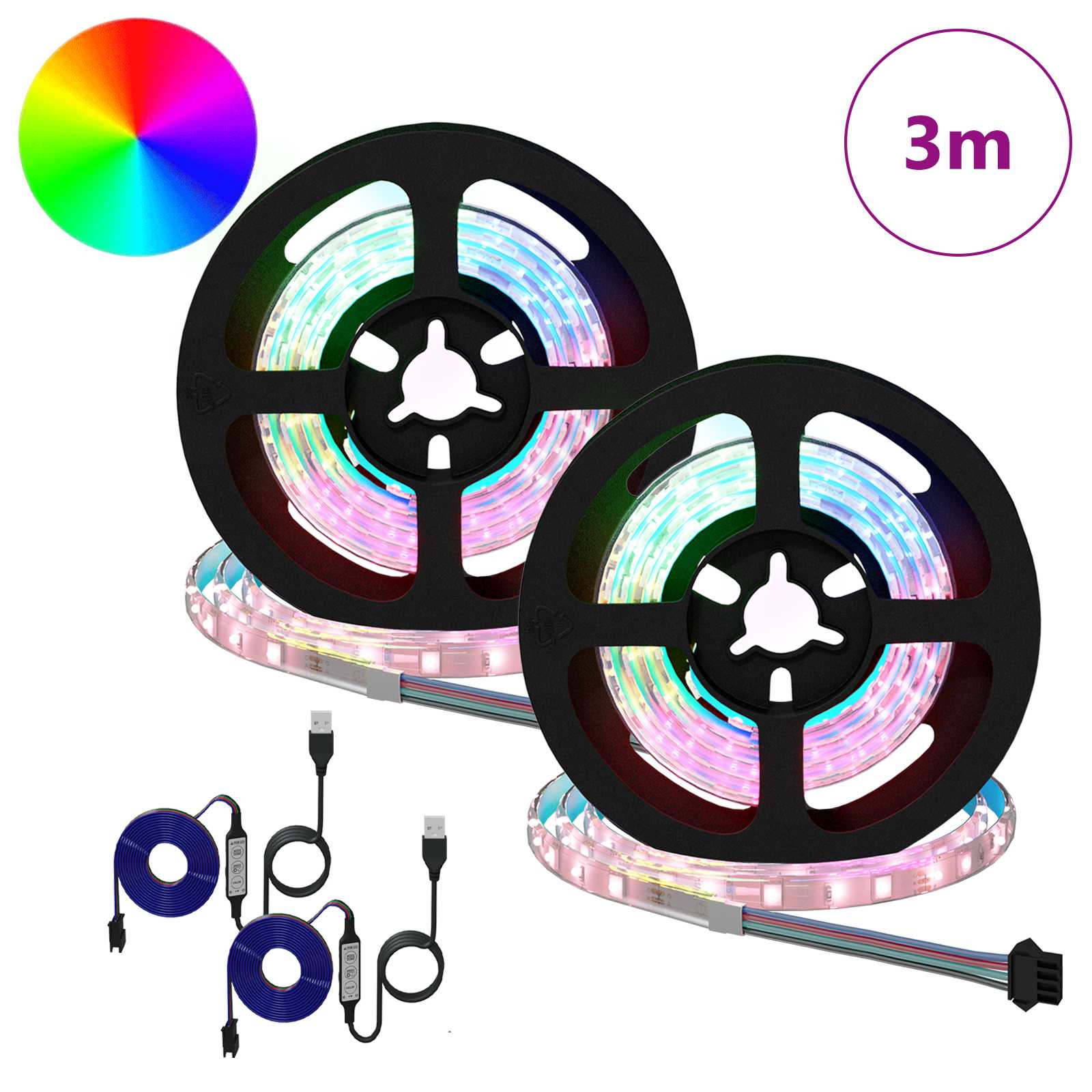 Striscia LED 2 pz Nero e trasparente Rame e plastica