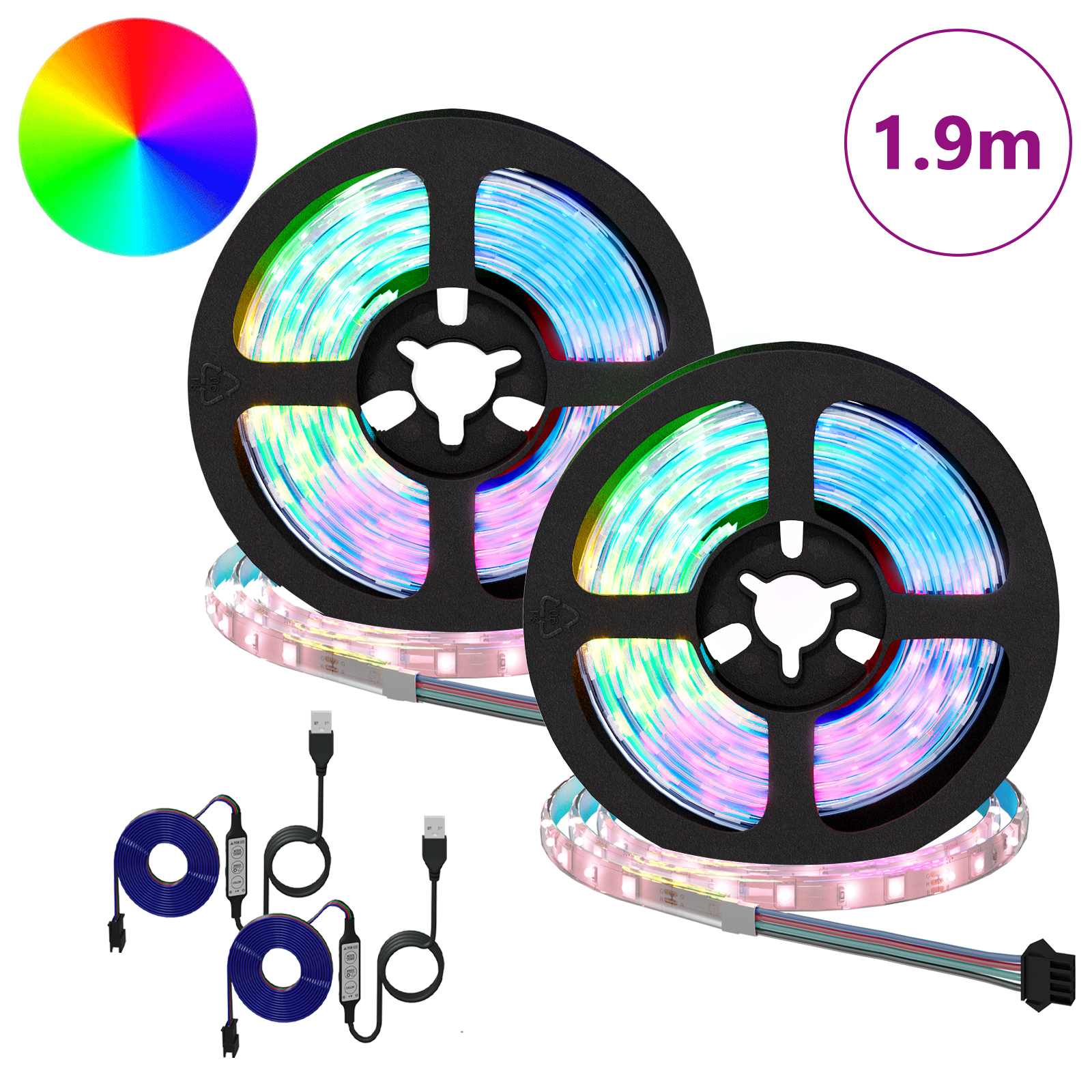 Striscia LED 2 pz Nero e trasparente Rame e plastica