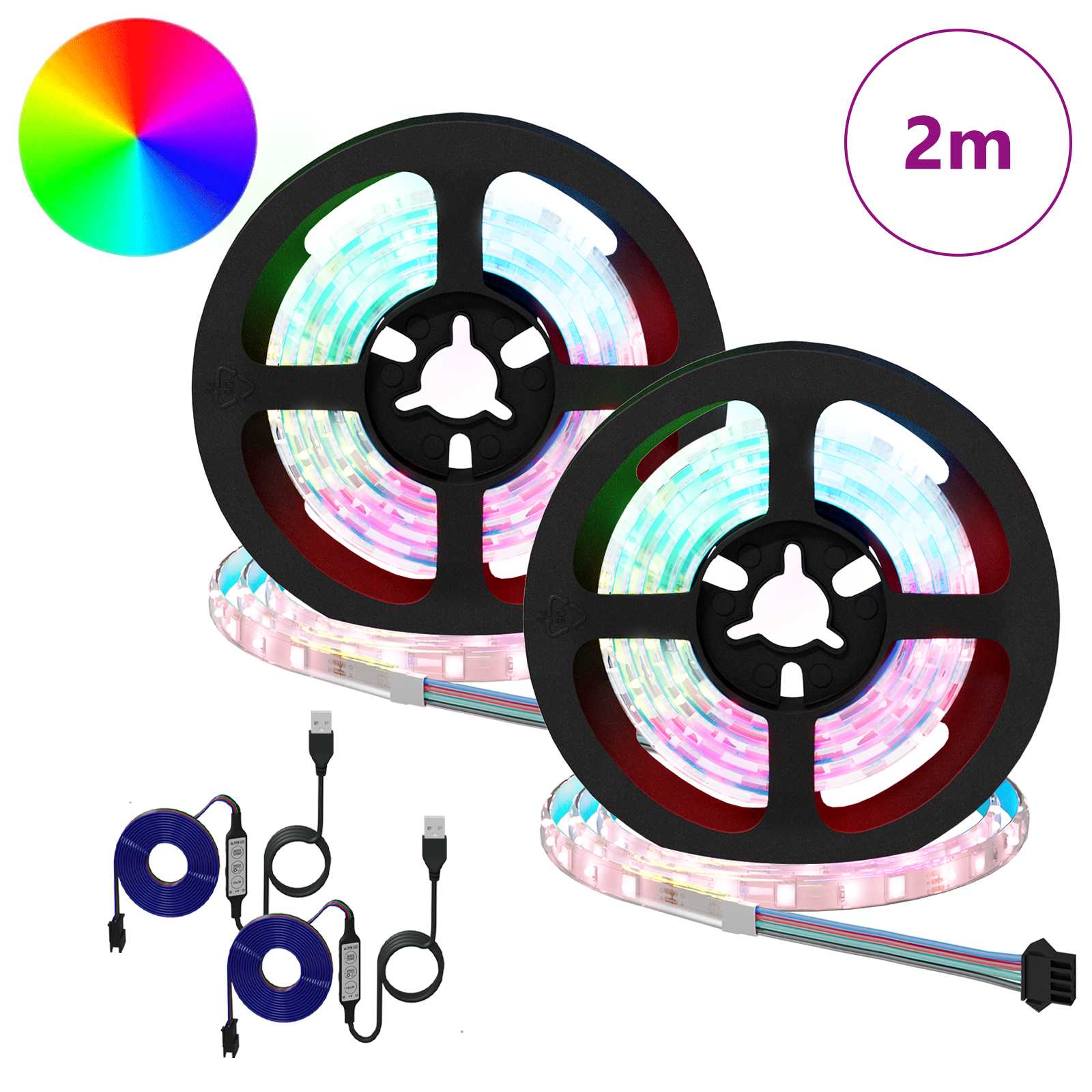 Striscia LED 2 pz Nero e trasparente Rame e plastica