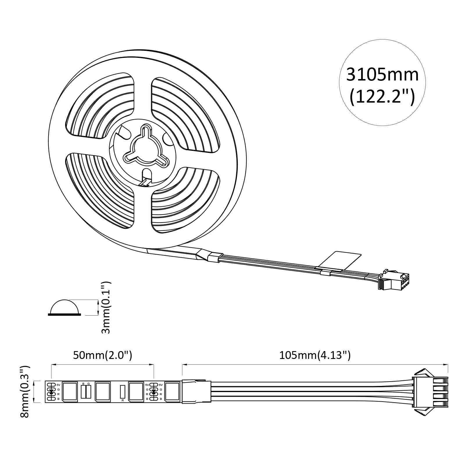 Striscia LED 12 pz Nero e trasparente Rame e plastica