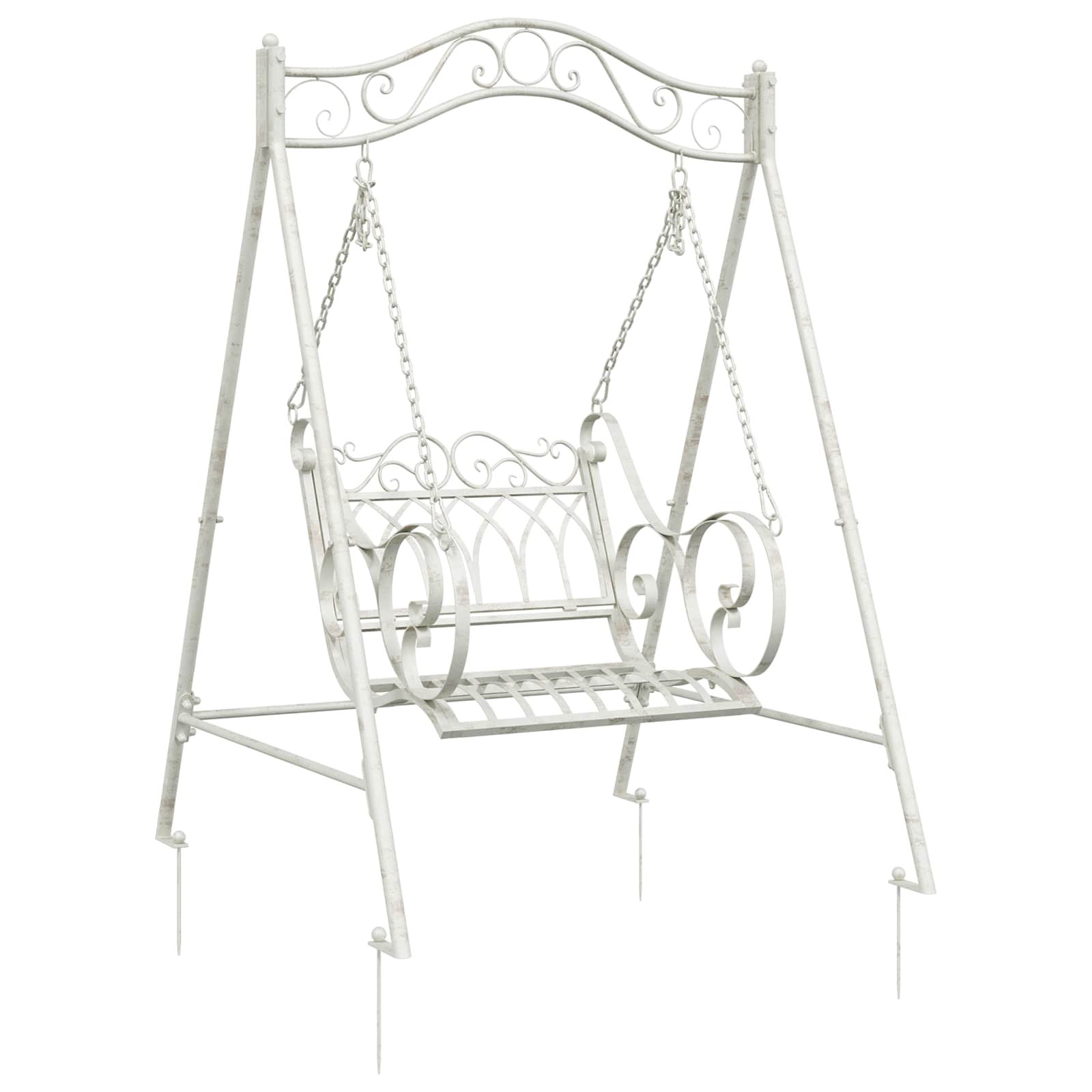 Panchina a Dondolo Acciaio 113 x 121,5 x 168 cm Bianco Antico