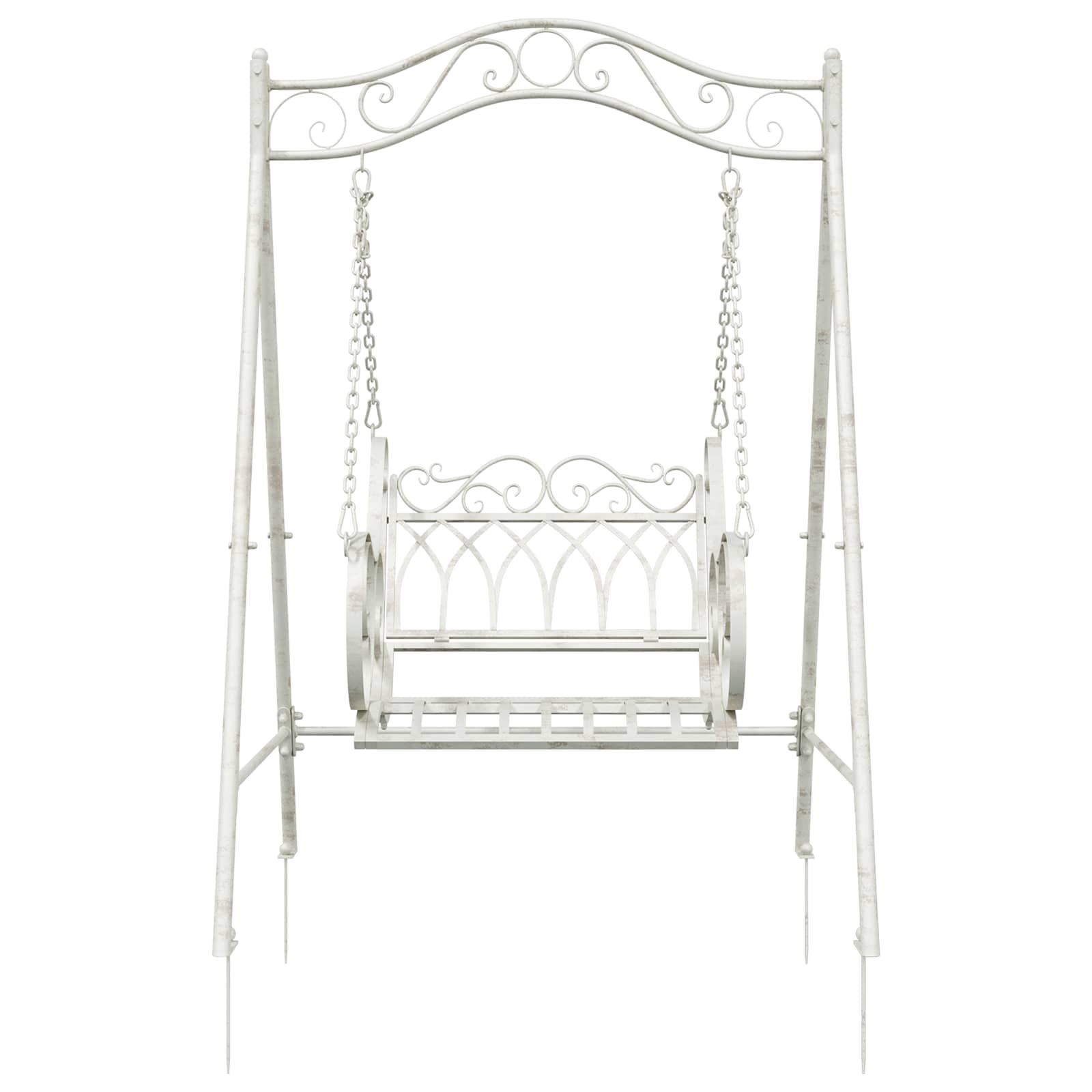 Panchina a Dondolo Acciaio 113 x 121,5 x 168 cm Bianco Antico