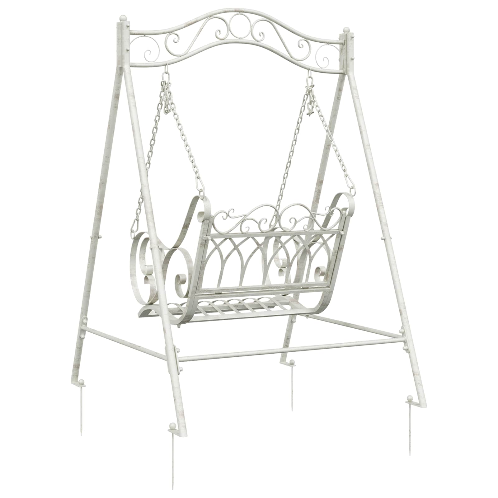 Panchina a Dondolo Acciaio 113 x 121,5 x 168 cm Bianco Antico