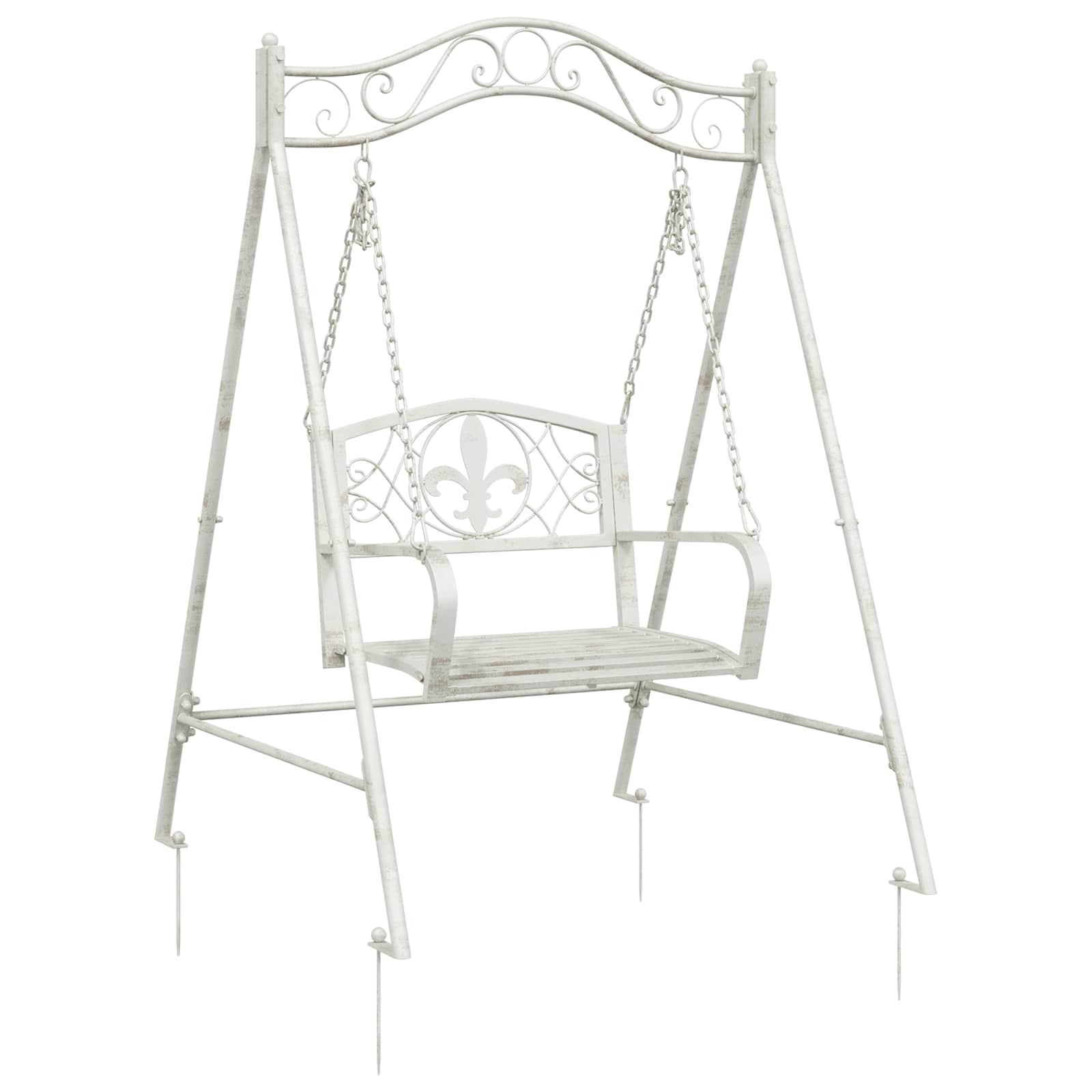 Panchina a Dondolo Acciaio 113 x 121,5 x 168 cm Bianco Antico
