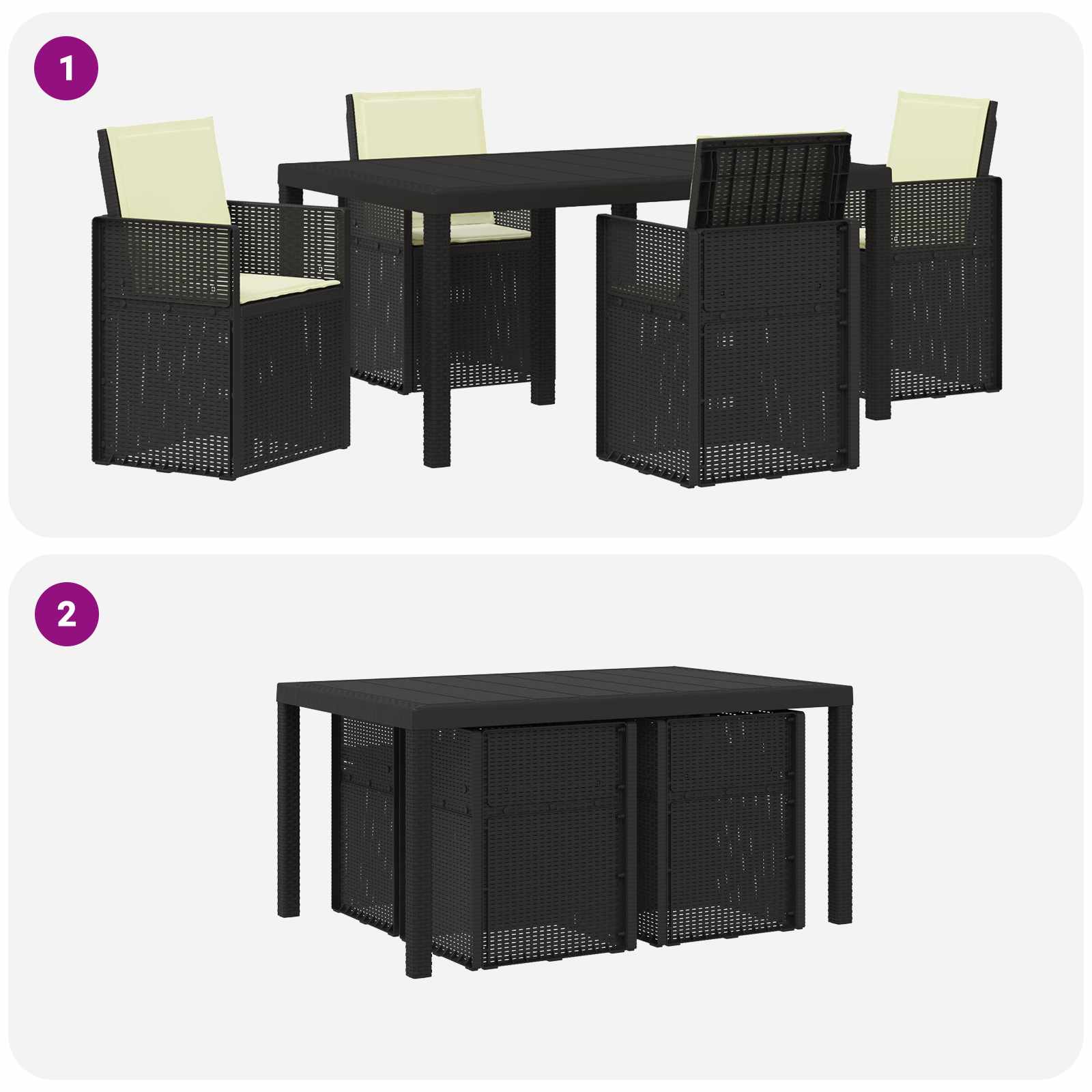 Set da Pranzo per Giardino 5 pz Antracite e Crema PP