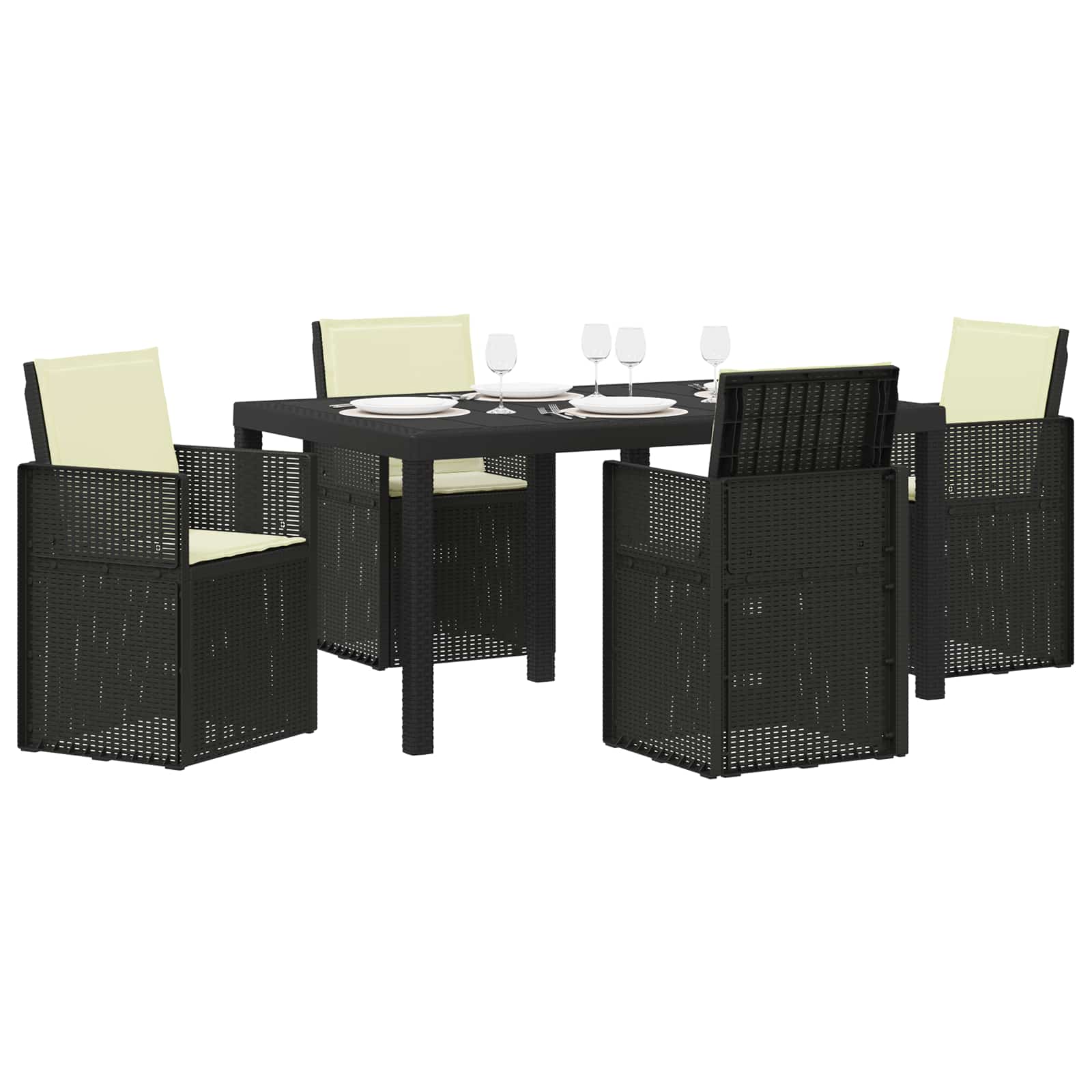 Set da Pranzo per Giardino 5 pz Antracite e Crema PP