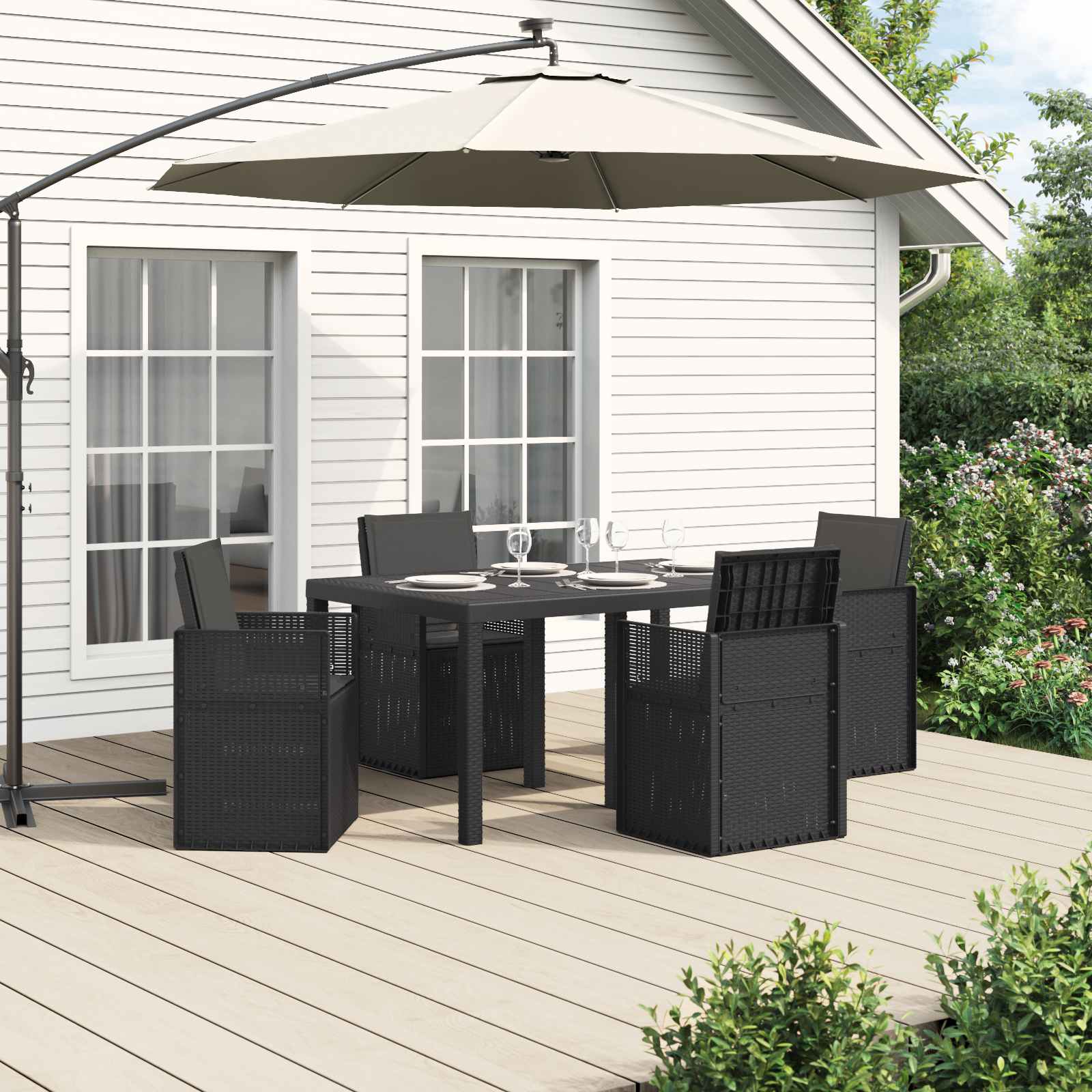 Set da Pranzo per Giardino 5 pz Antracite PP