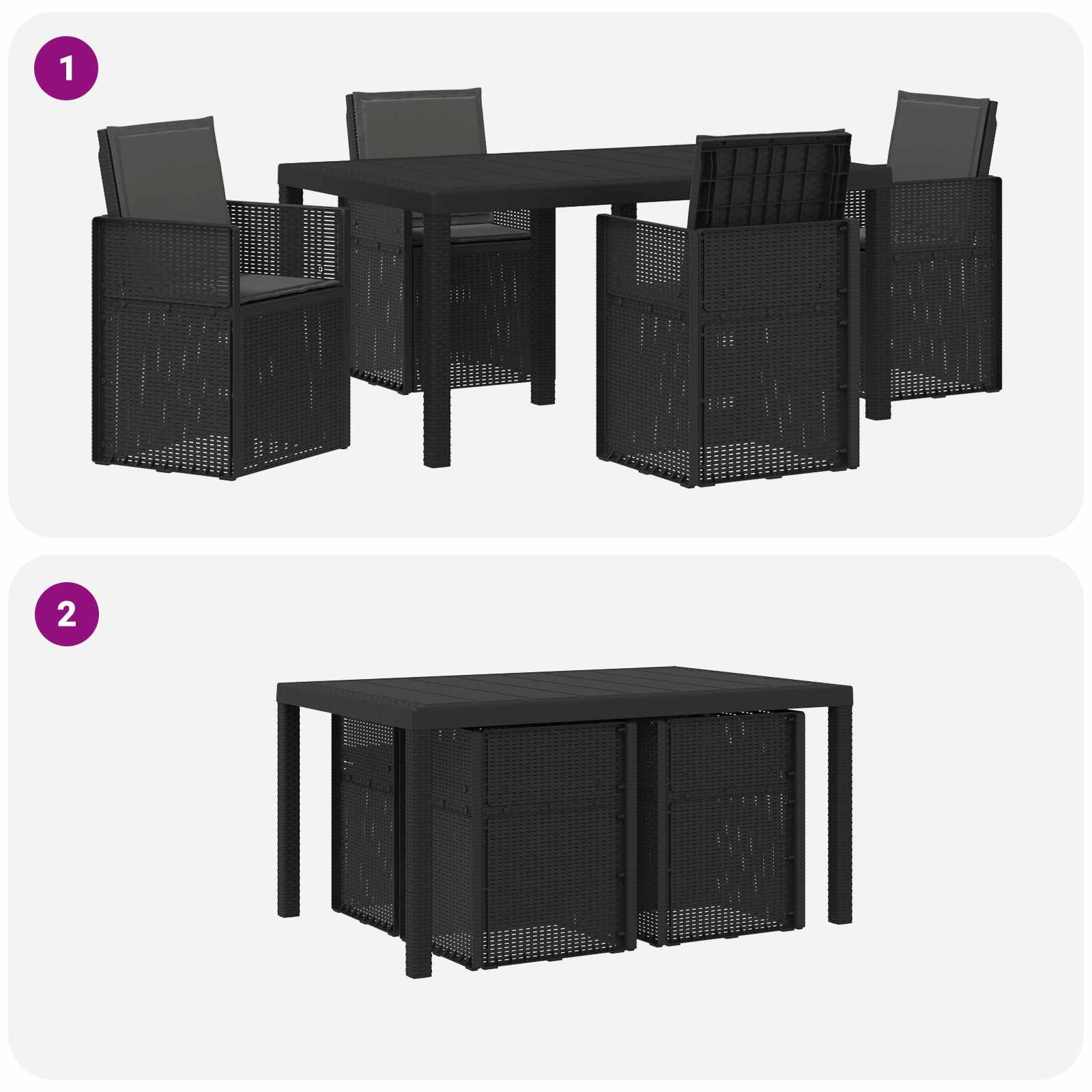 Set da Pranzo per Giardino 5 pz Antracite PP