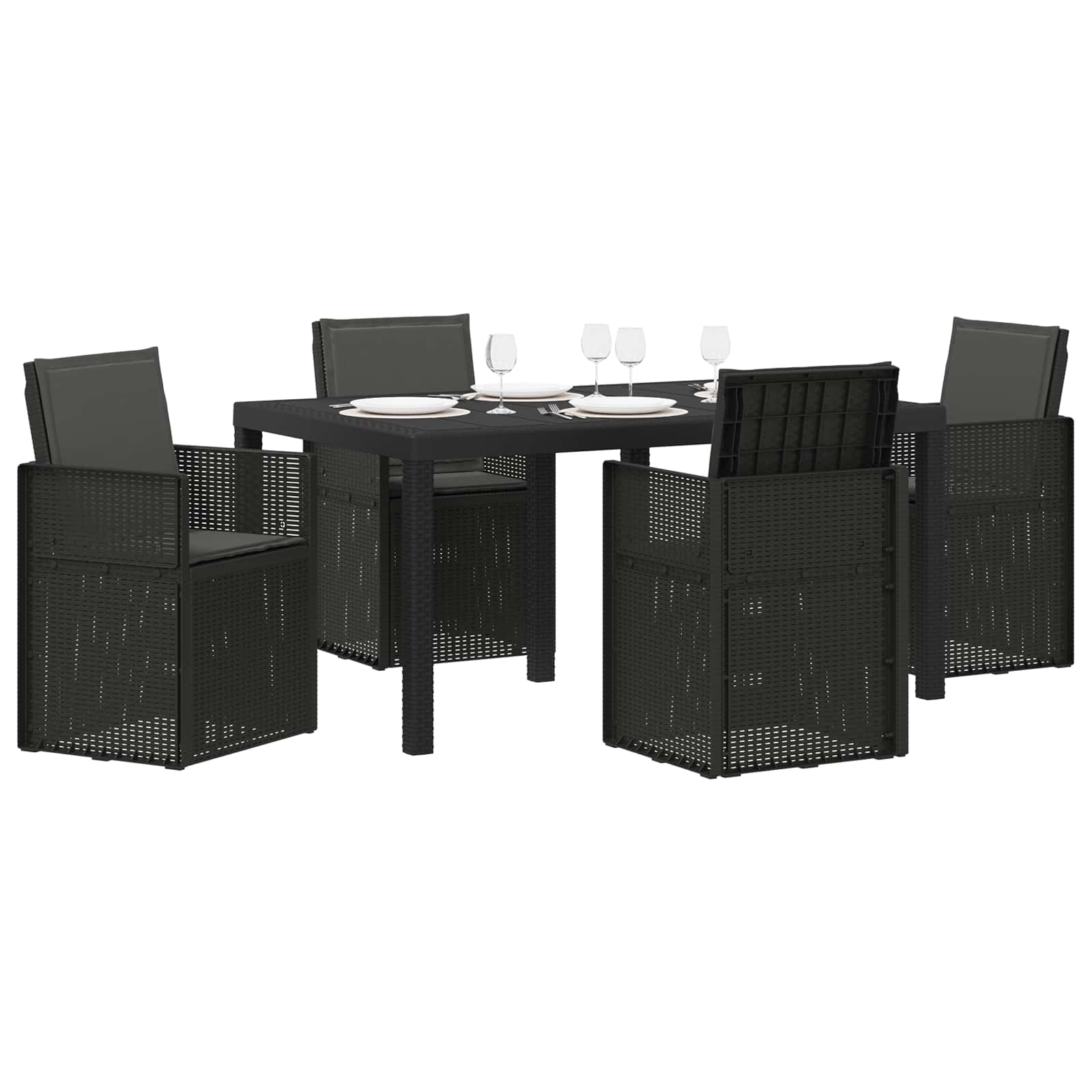 Set da Pranzo per Giardino 5 pz Antracite PP