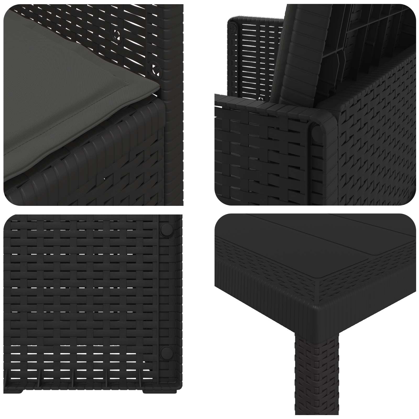 Set da Pranzo per Giardino 5 pz Antracite PP