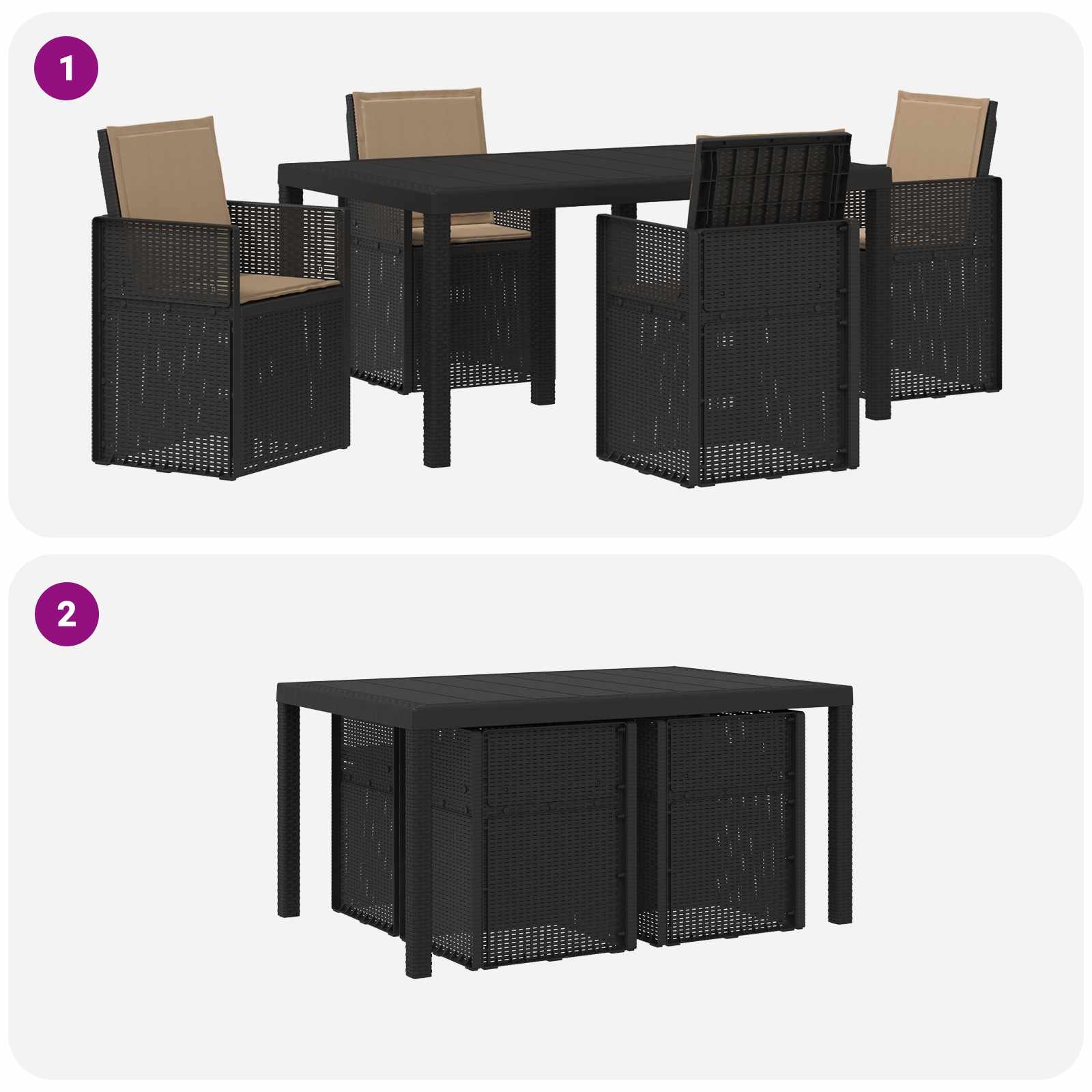 Set da Pranzo per Giardino 5 pz Antracite e Tortora PP