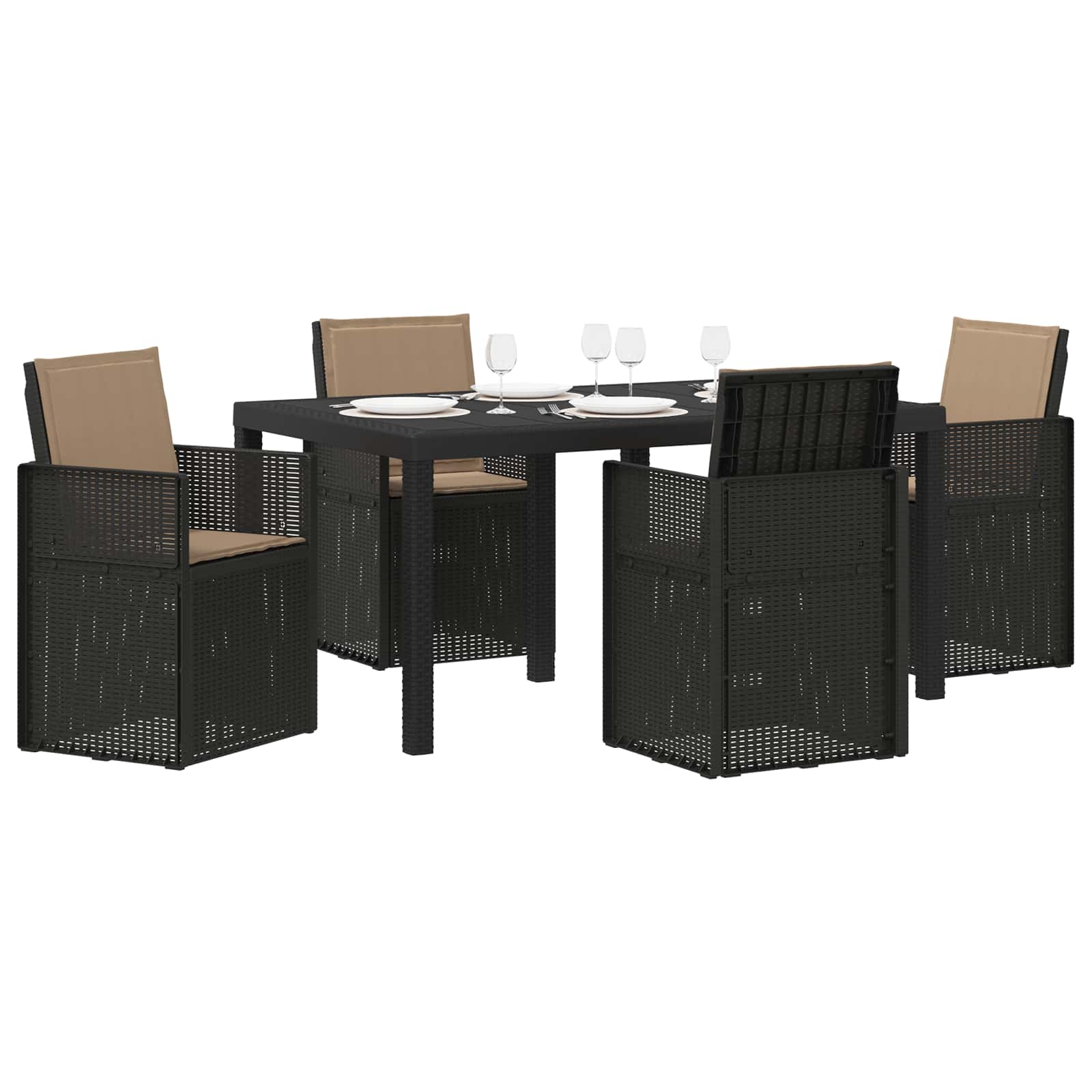 Set da Pranzo per Giardino 5 pz Antracite e Tortora PP