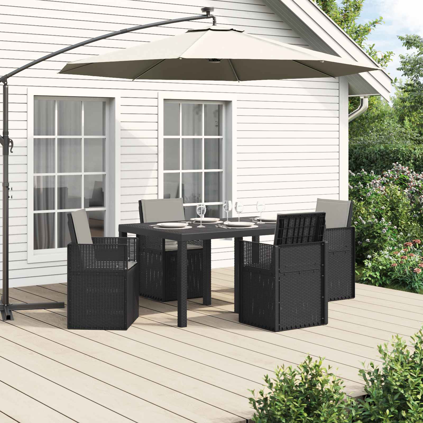 Set da Pranzo per Giardino 5 pz Antracite e Grigio chiaro PP