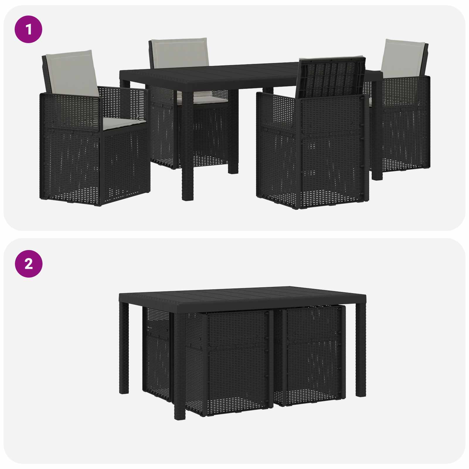 Set da Pranzo per Giardino 5 pz Antracite e Grigio chiaro PP