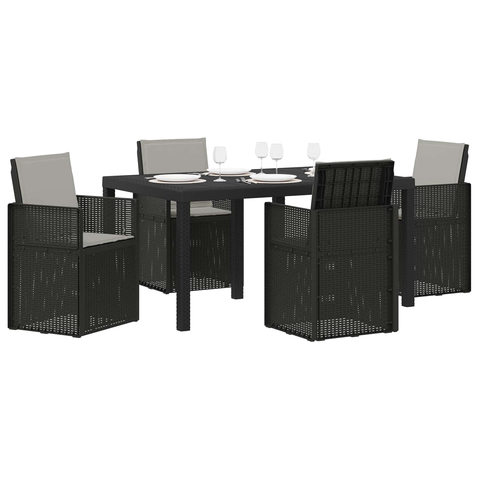 Set da Pranzo per Giardino 5 pz Antracite e Grigio chiaro PP