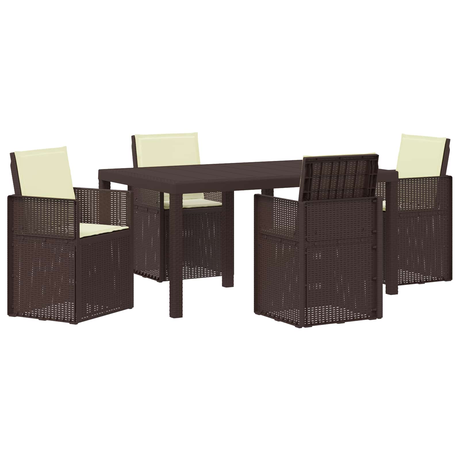 Set da Pranzo per Giardino 5 pz Marrone e Crema PP