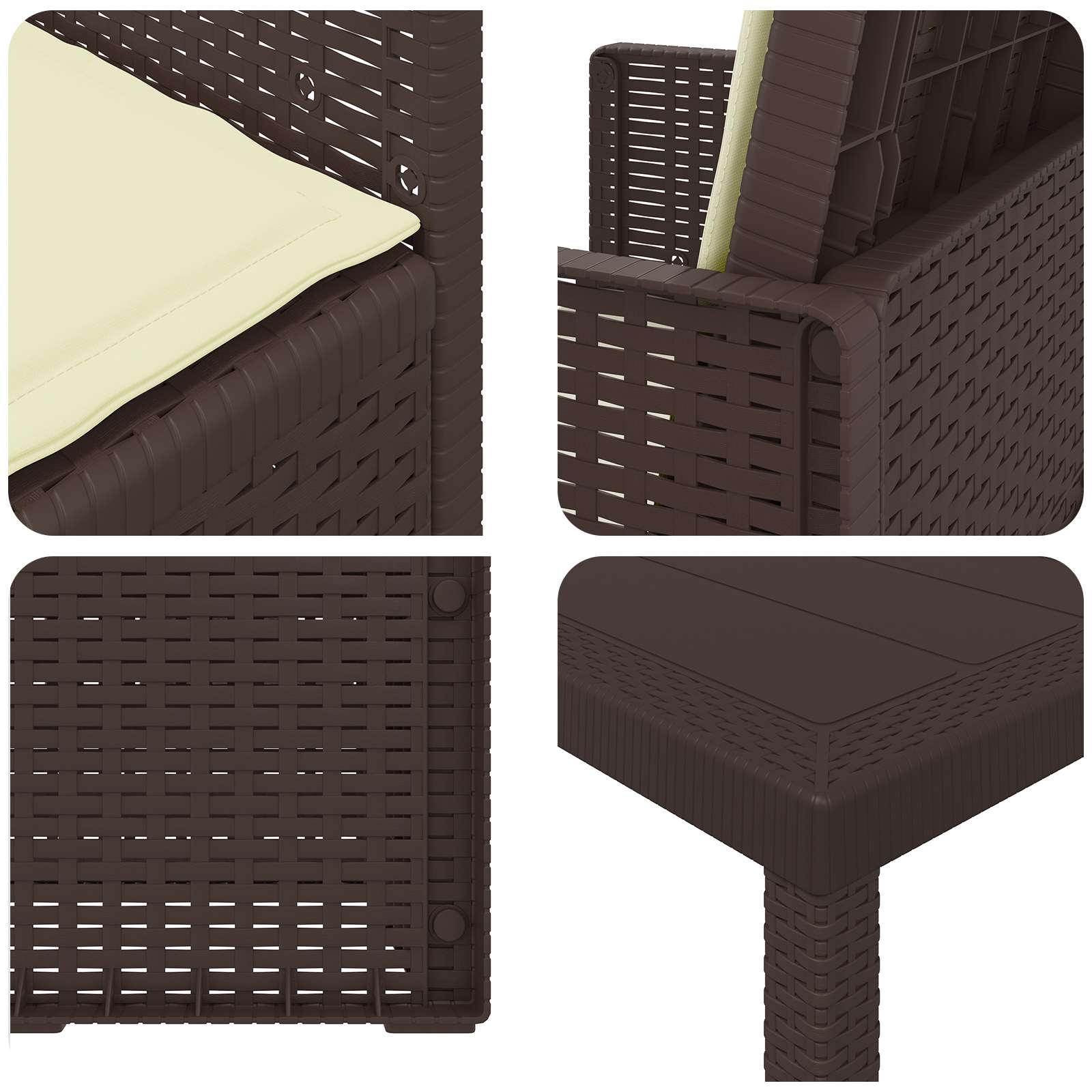 Set da Pranzo per Giardino 5 pz Marrone e Crema PP
