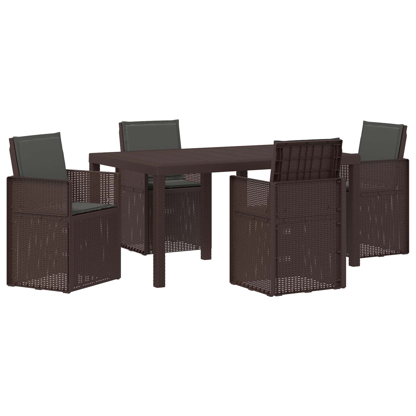 Set da Pranzo per Giardino 5 pz Marrone e Antracite PP