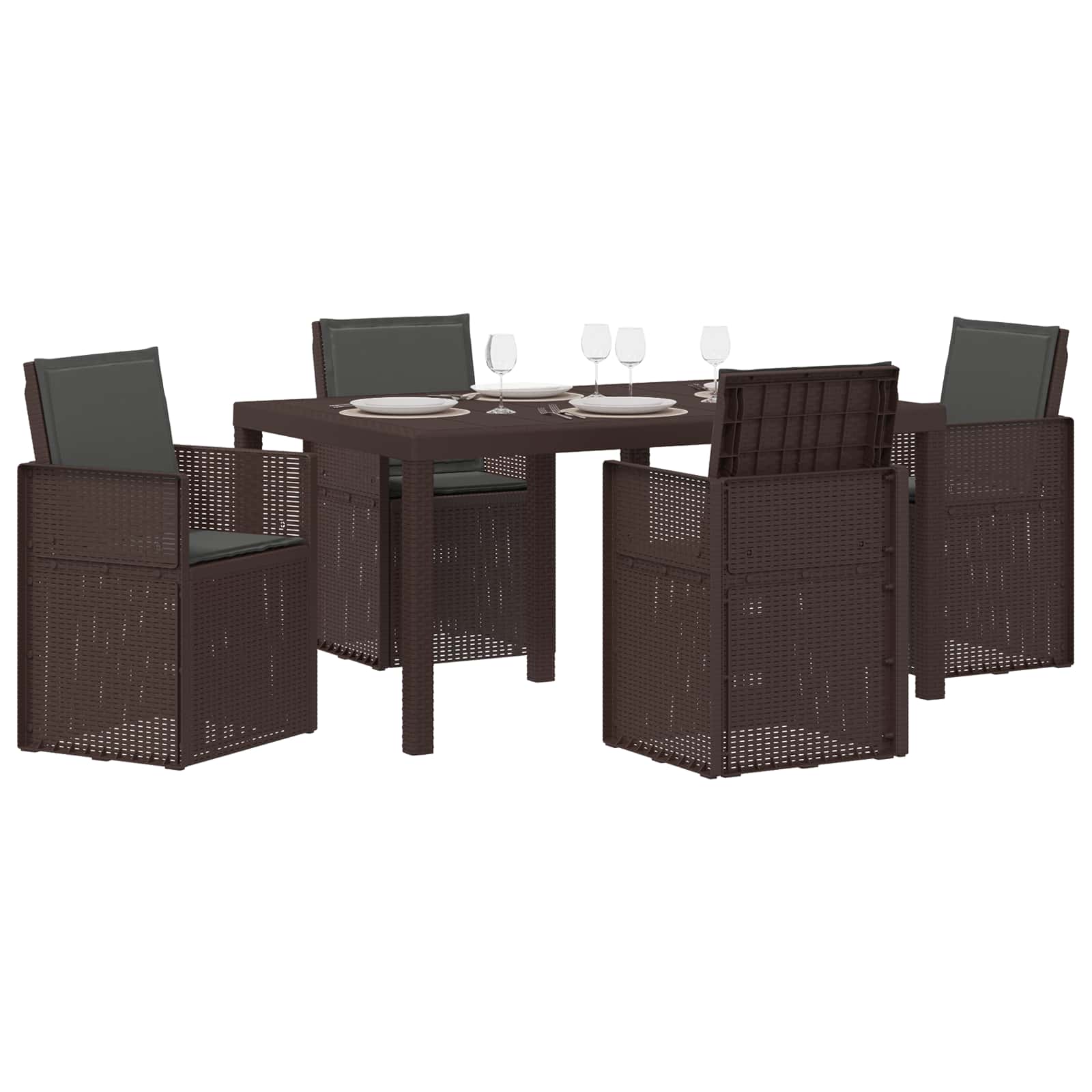 Set da Pranzo per Giardino 5 pz Marrone e Antracite PP