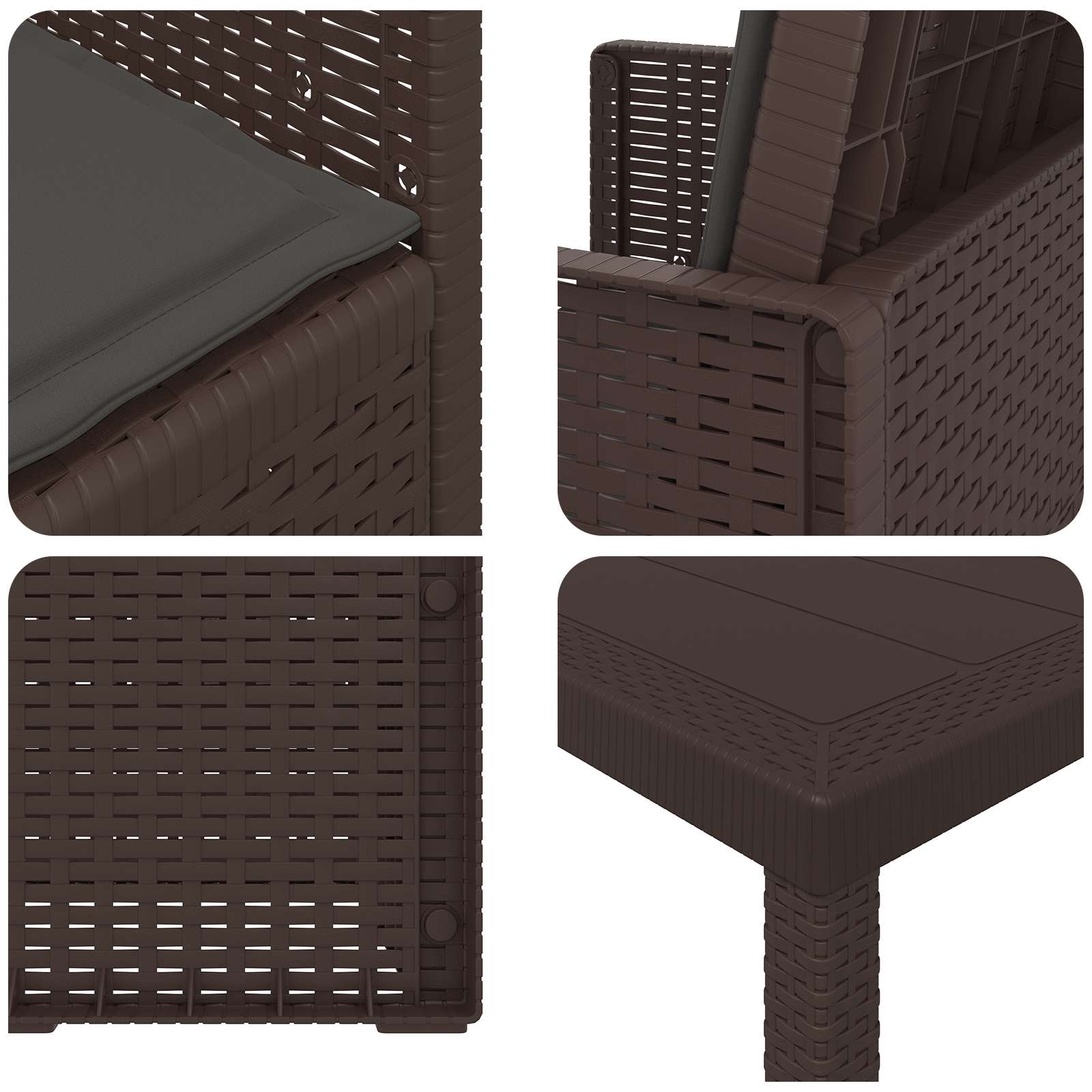 Set da Pranzo per Giardino 5 pz Marrone e Antracite PP