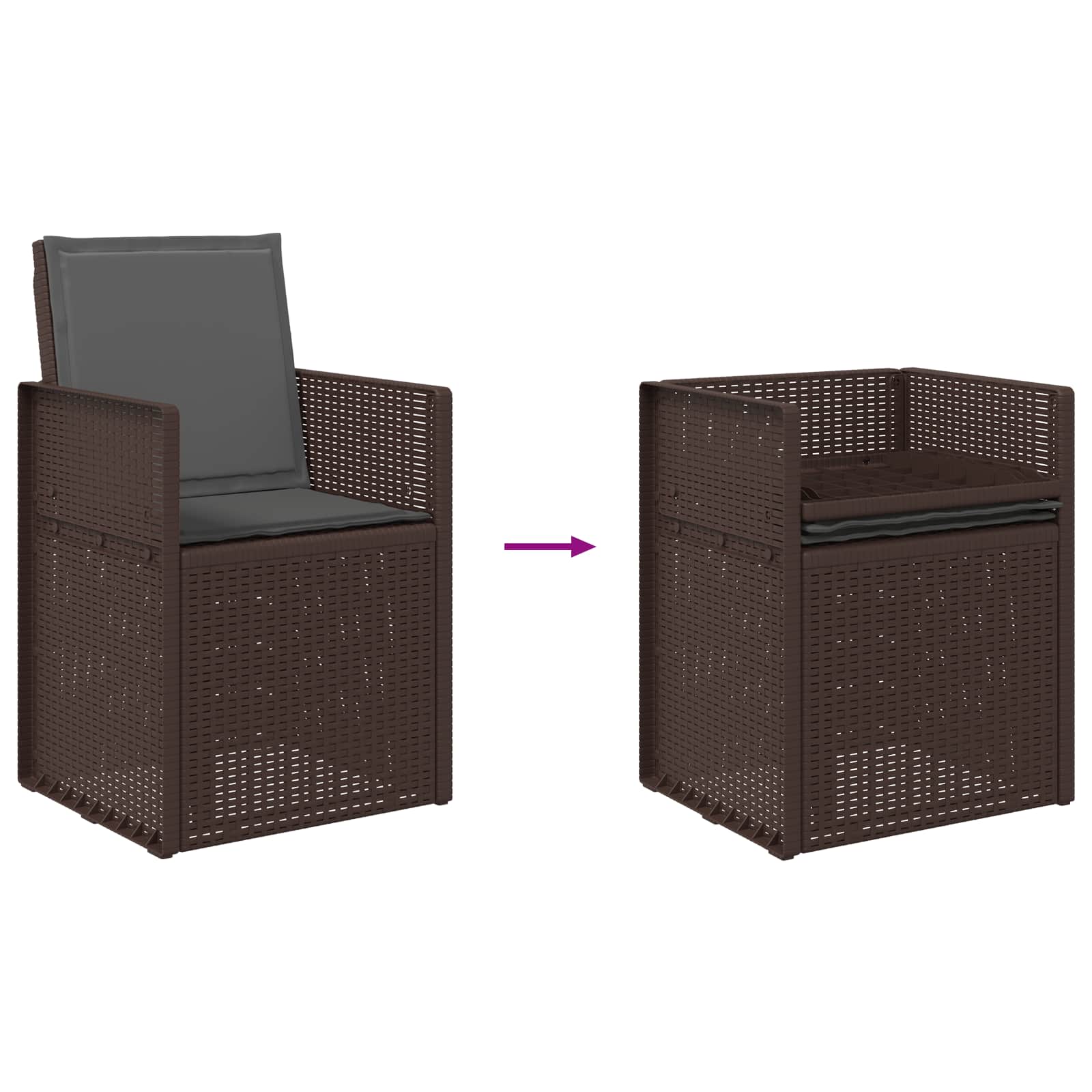 Set da Pranzo per Giardino 5 pz Marrone e Antracite PP