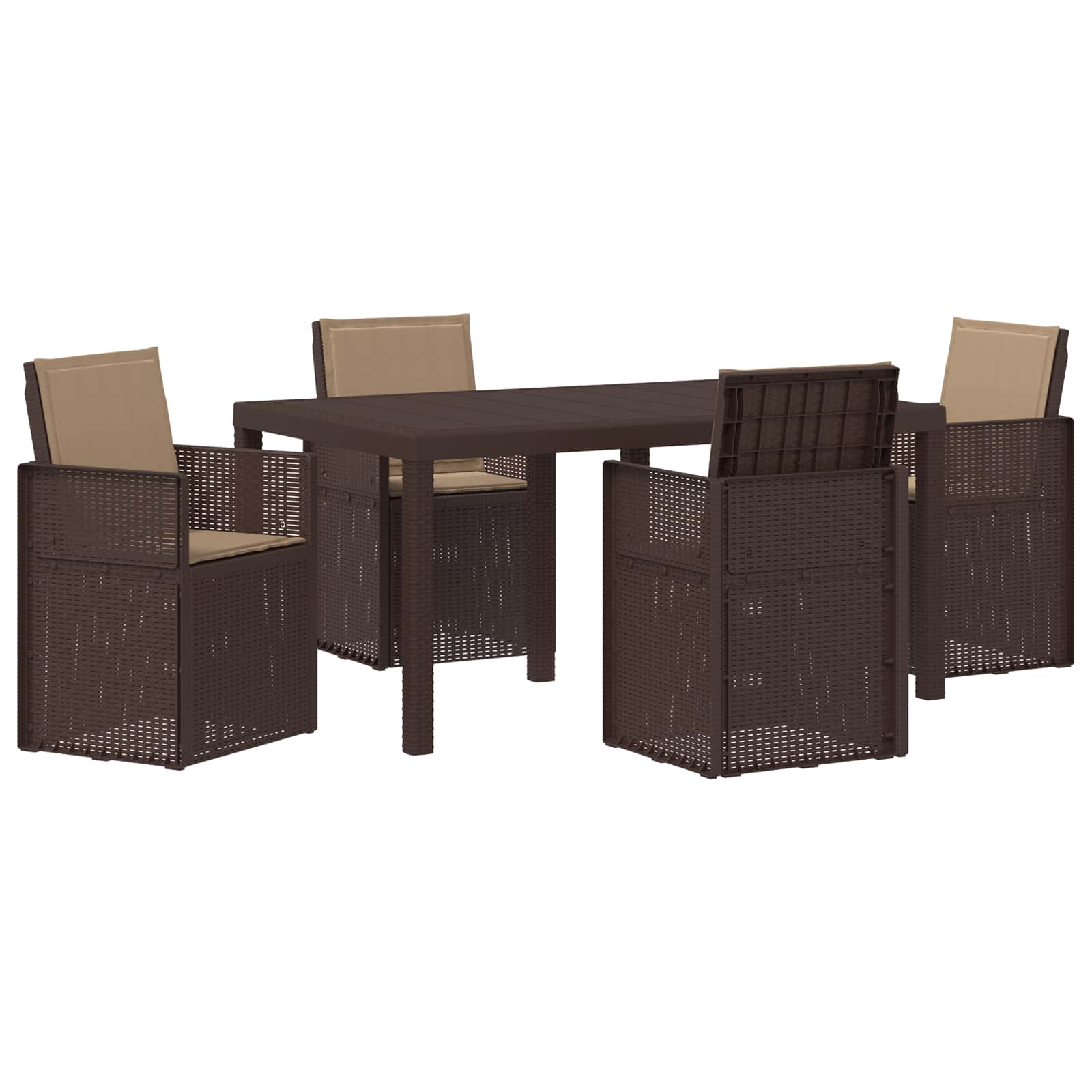 Set da Pranzo per Giardino 5 pz Marrone e Tortora PP
