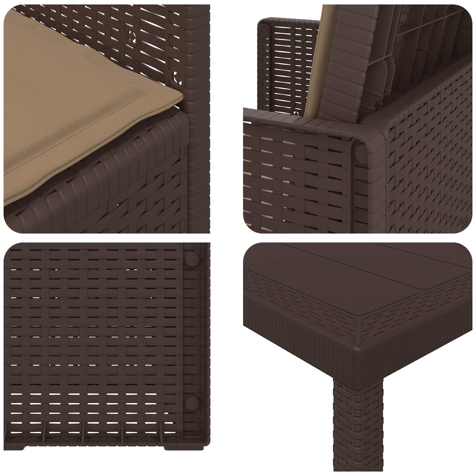 Set da Pranzo per Giardino 5 pz Marrone e Tortora PP