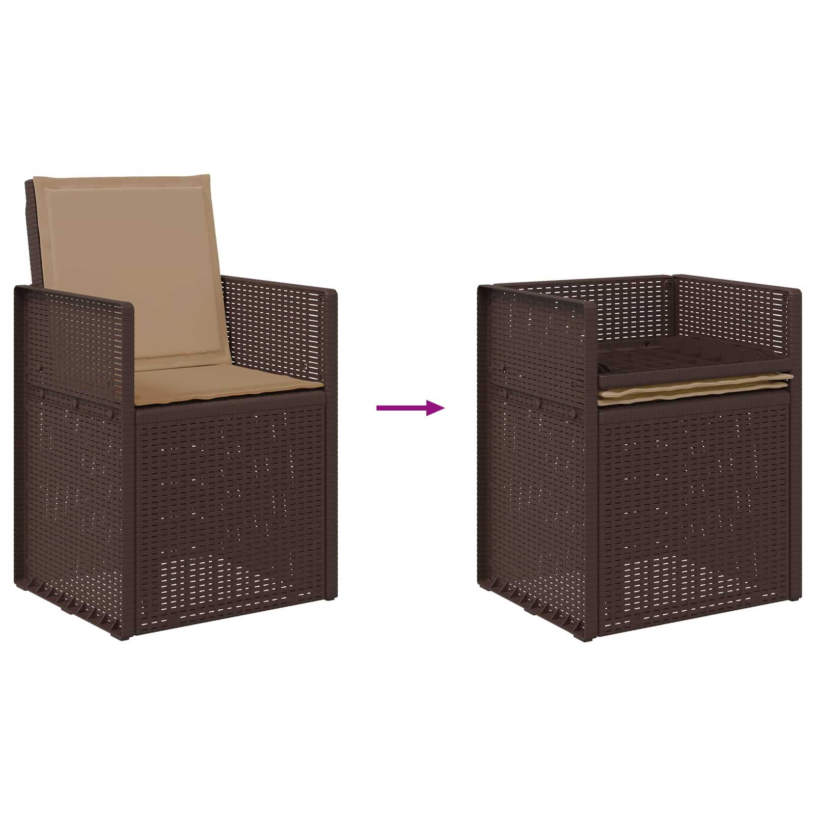 Set da Pranzo per Giardino 5 pz Marrone e Tortora PP