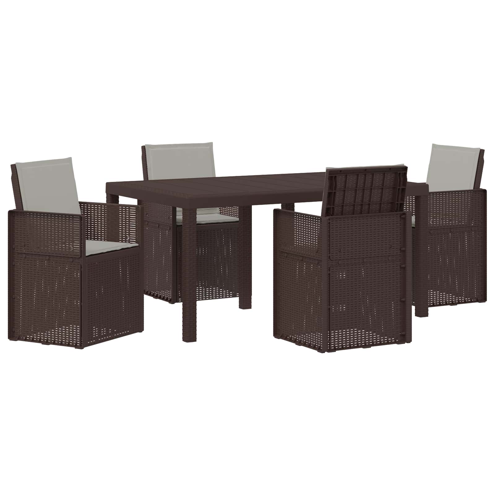Set da Pranzo per Giardino 5 pz Marrone e Grigio Chiaro PP