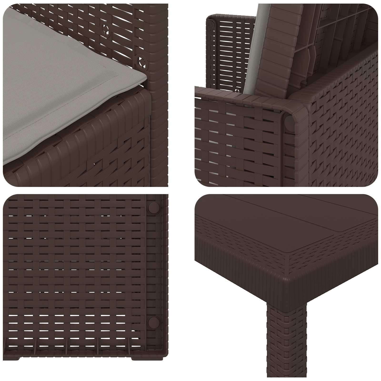 Set da Pranzo per Giardino 5 pz Marrone e Grigio Chiaro PP