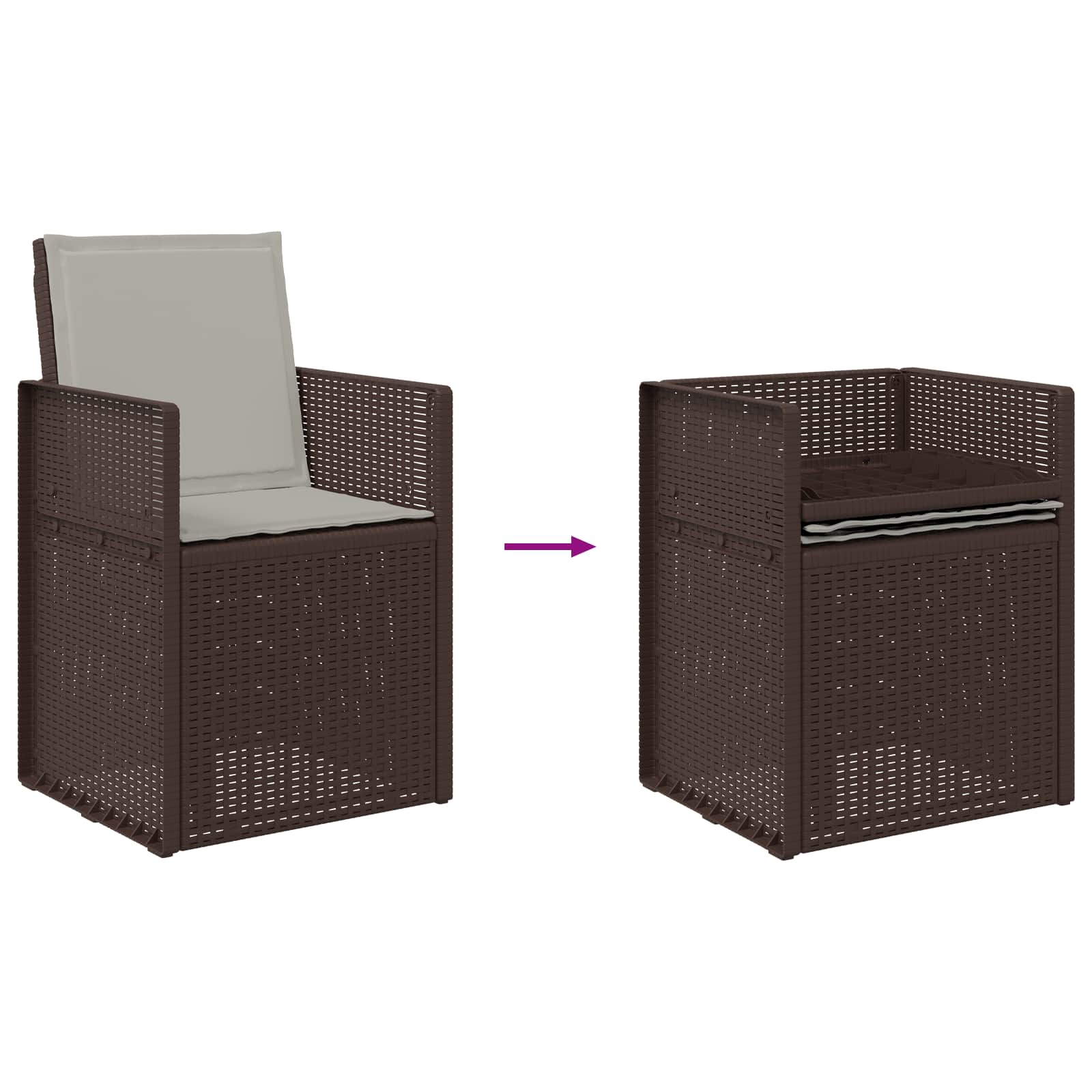 Set da Pranzo per Giardino 5 pz Marrone e Grigio Chiaro PP