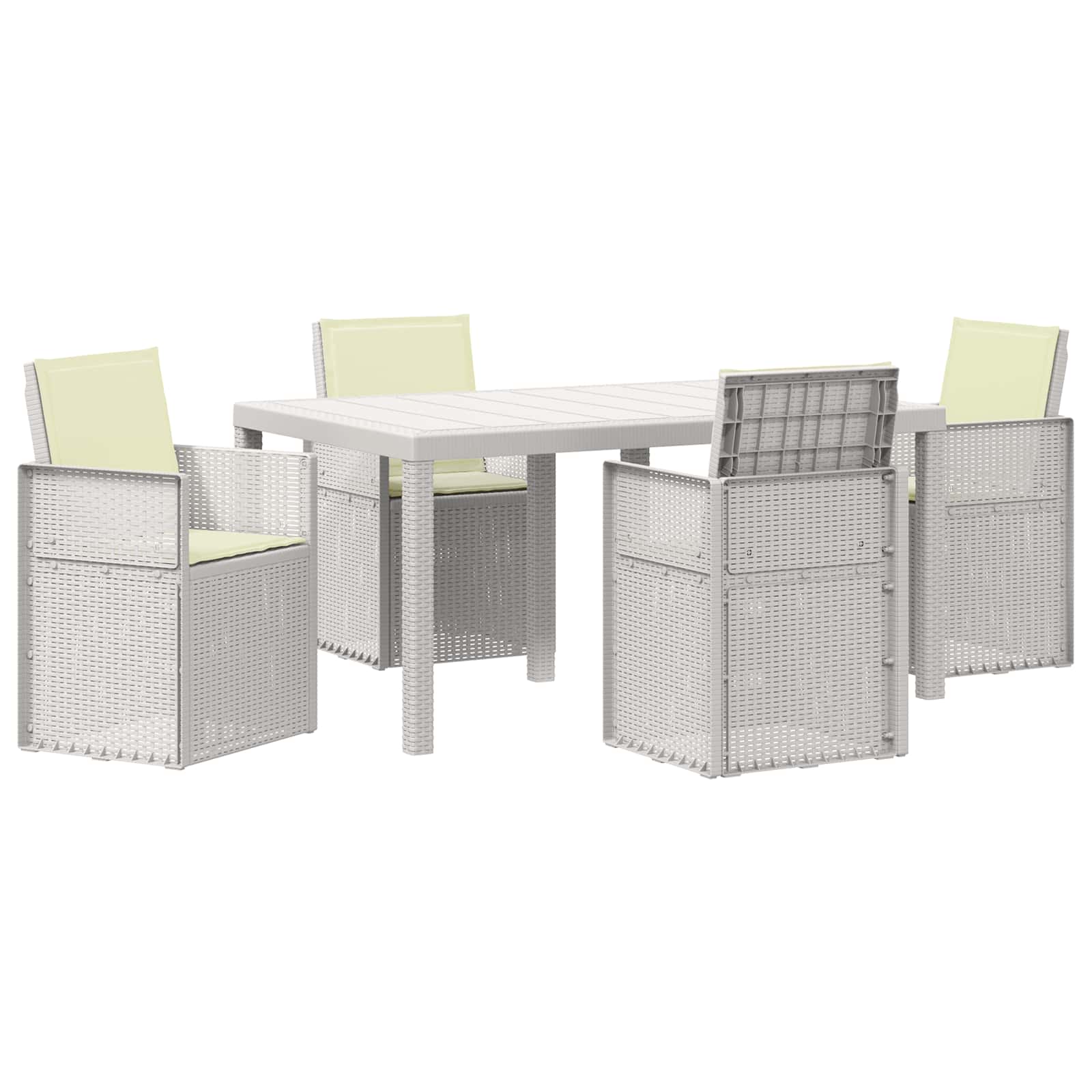 Set da Pranzo per Giardino 5 pz Bianco e Crema PP