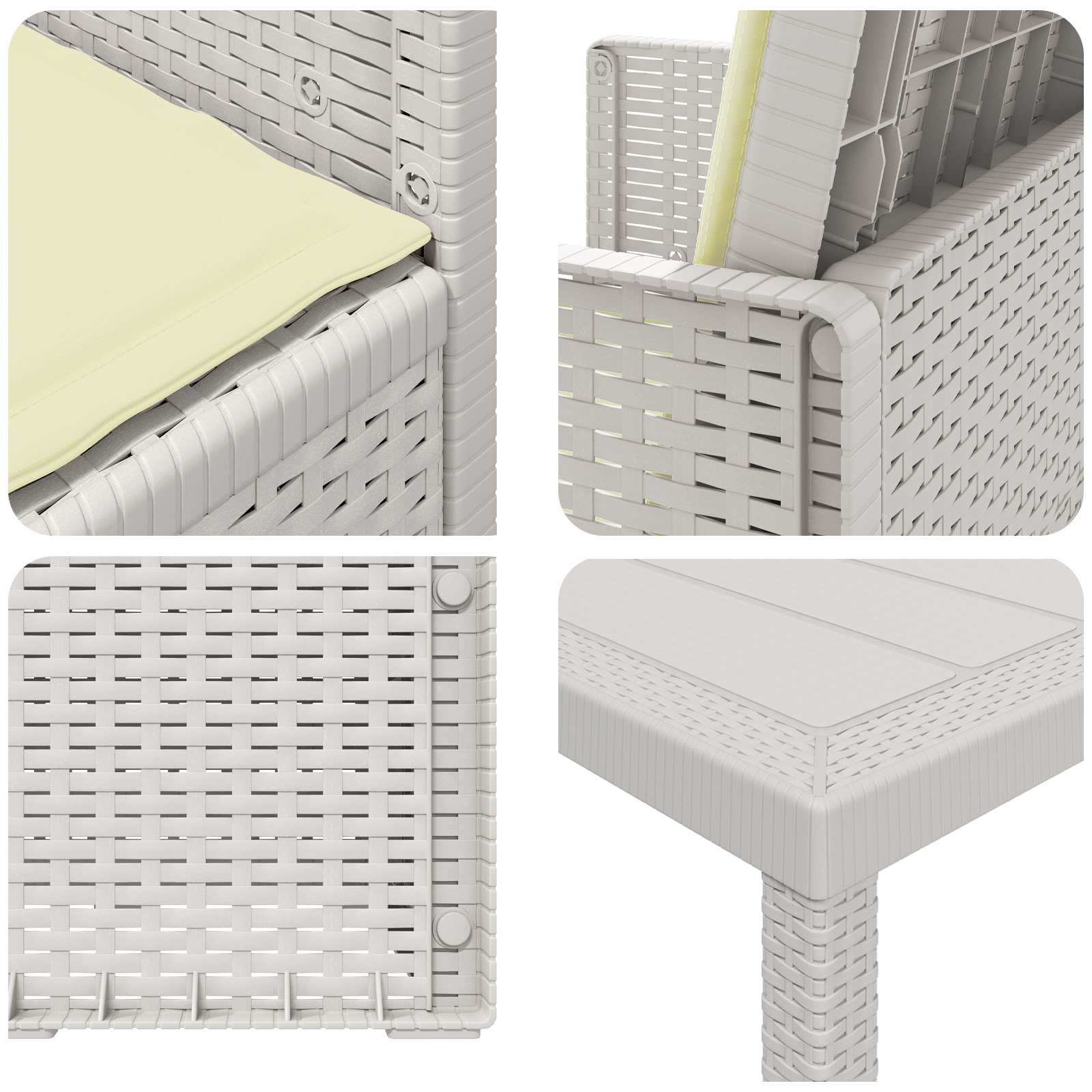 Set da Pranzo per Giardino 5 pz Bianco e Crema PP
