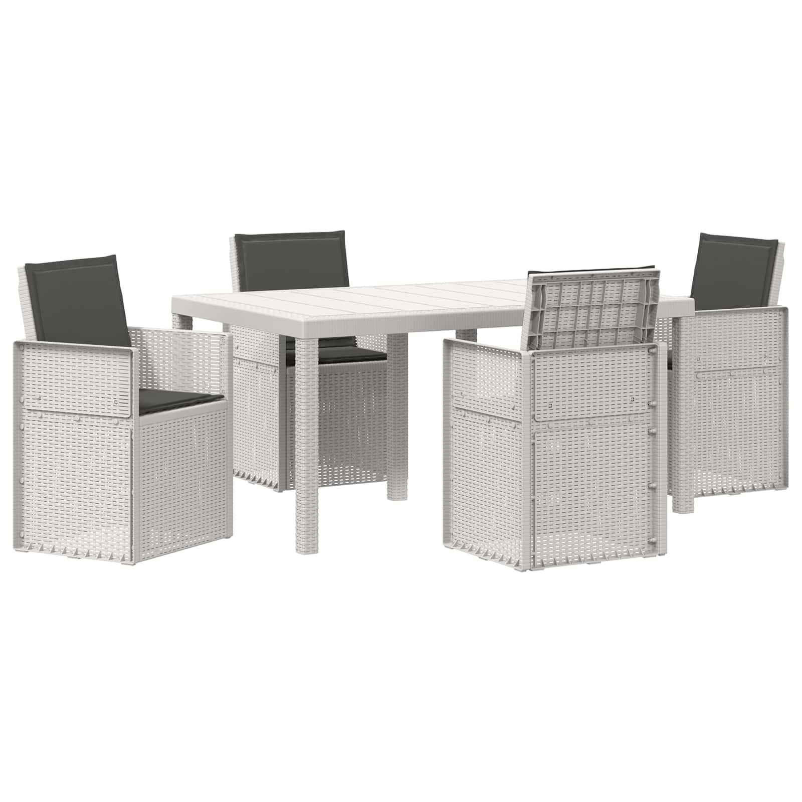 Set da Pranzo per Giardino 5 pz Bianco e Antracite PP