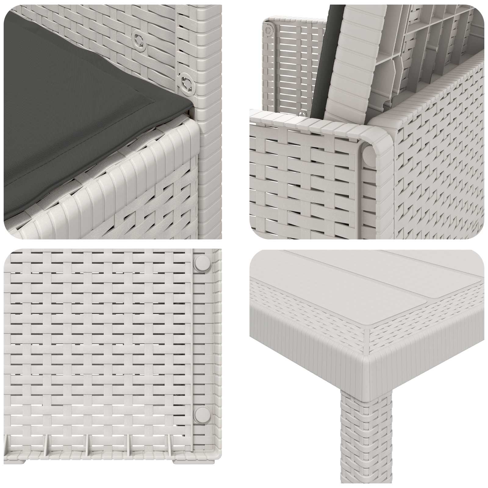 Set da Pranzo per Giardino 5 pz Bianco e Antracite PP