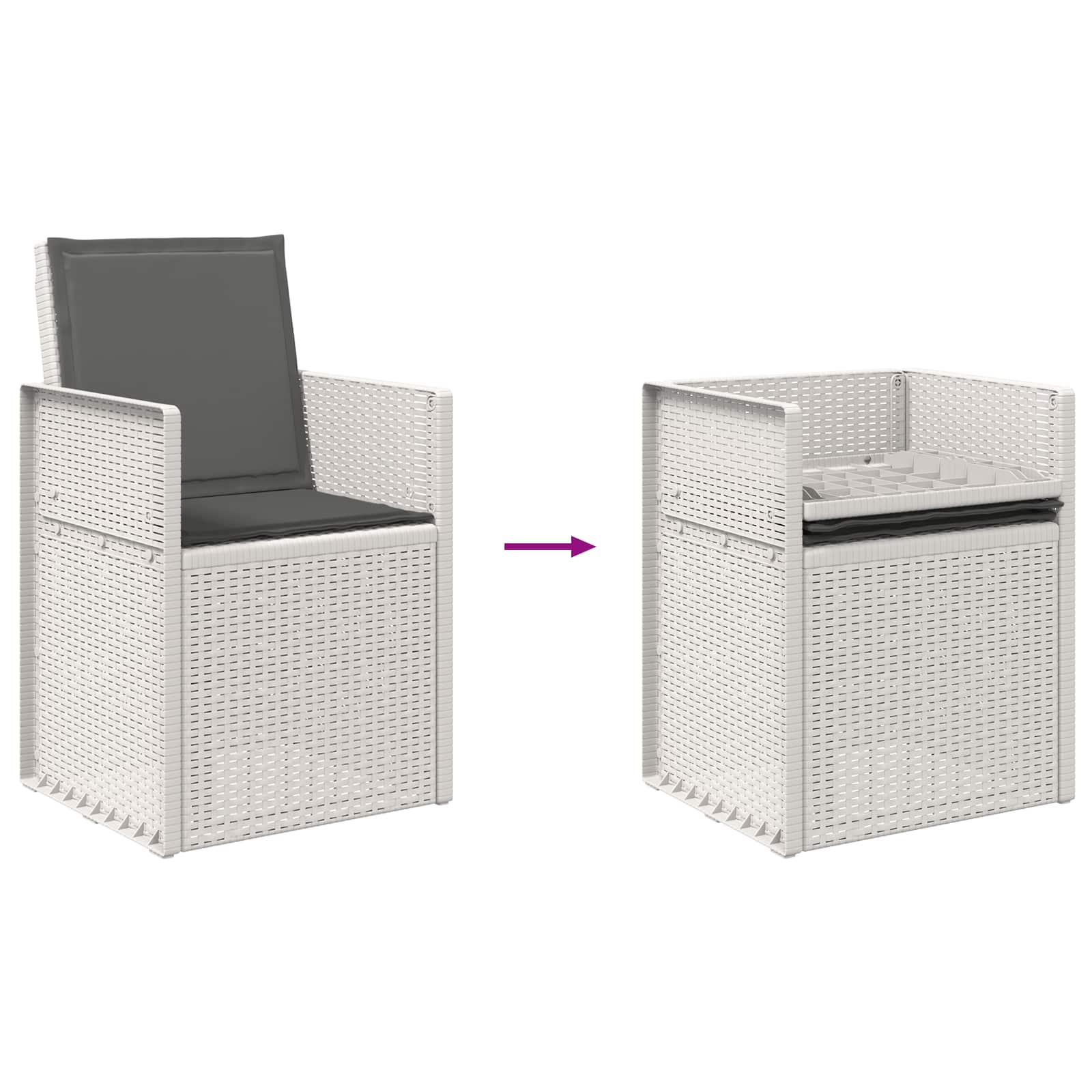 Set da Pranzo per Giardino 5 pz Bianco e Antracite PP