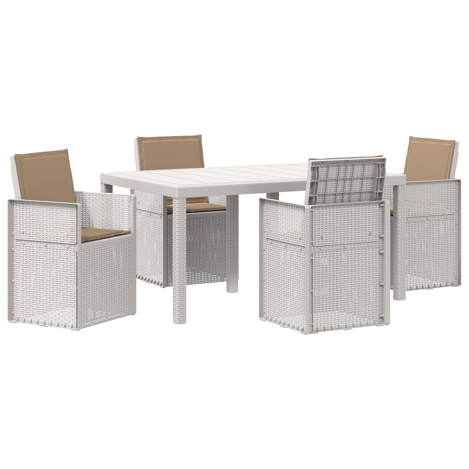 Set da Pranzo per Giardino 5 pz Bianco e Tortora PP
