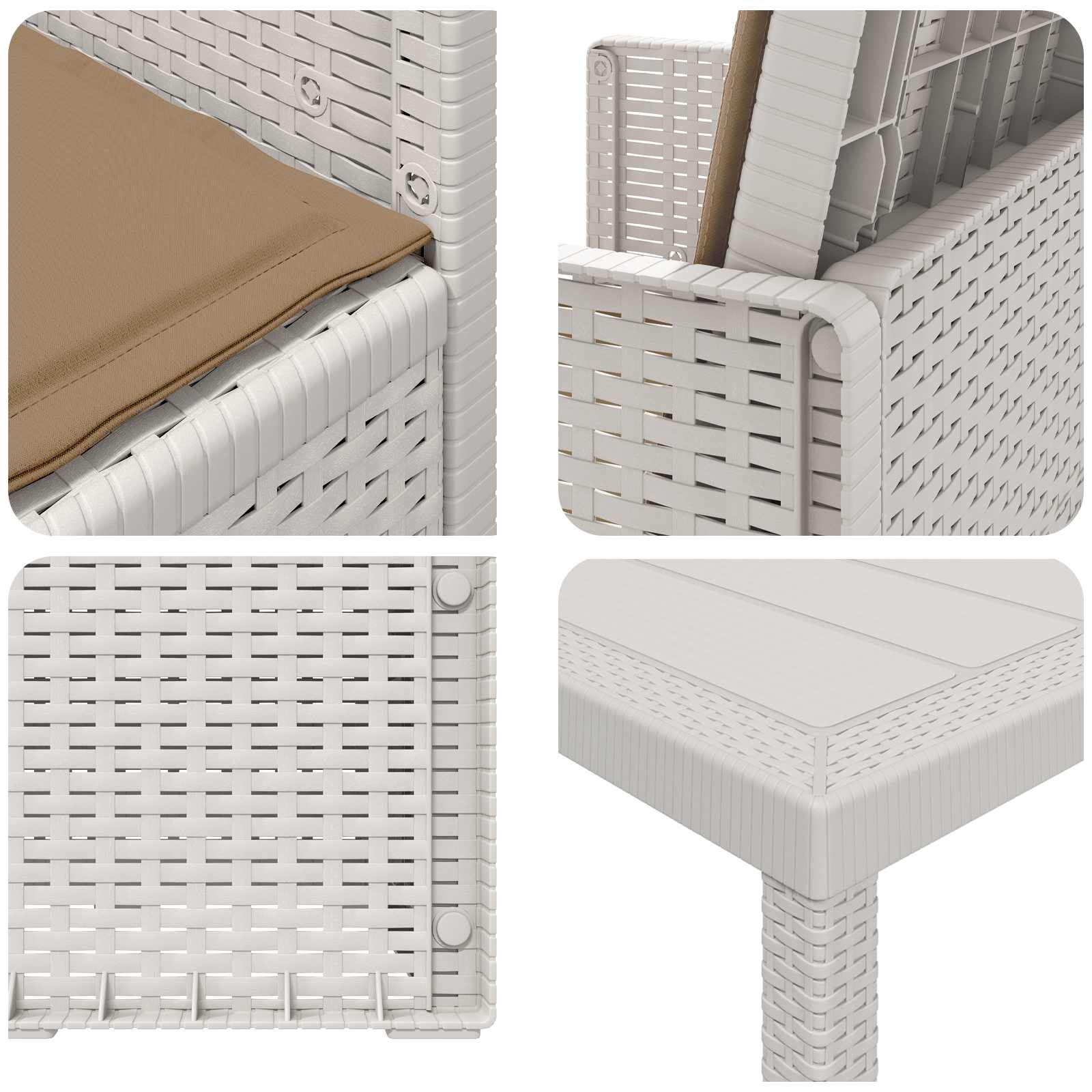 Set da Pranzo per Giardino 5 pz Bianco e Tortora PP