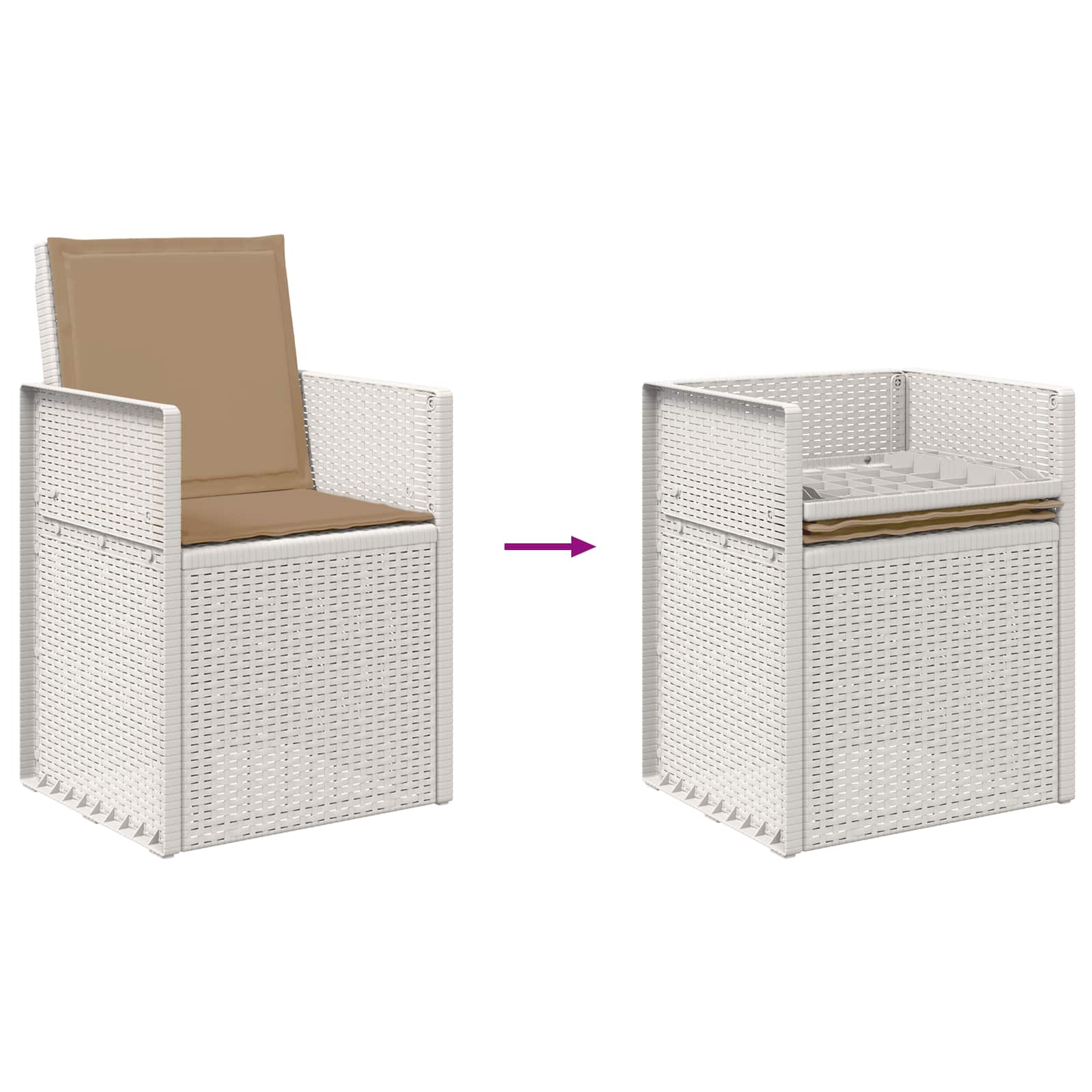 Set da Pranzo per Giardino 5 pz Bianco e Tortora PP