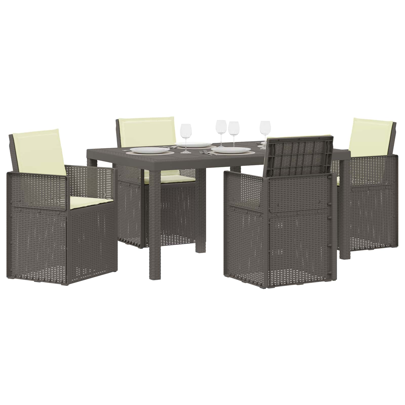Set da Pranzo per Giardino 5 pz Grigio chiaro e panna PP