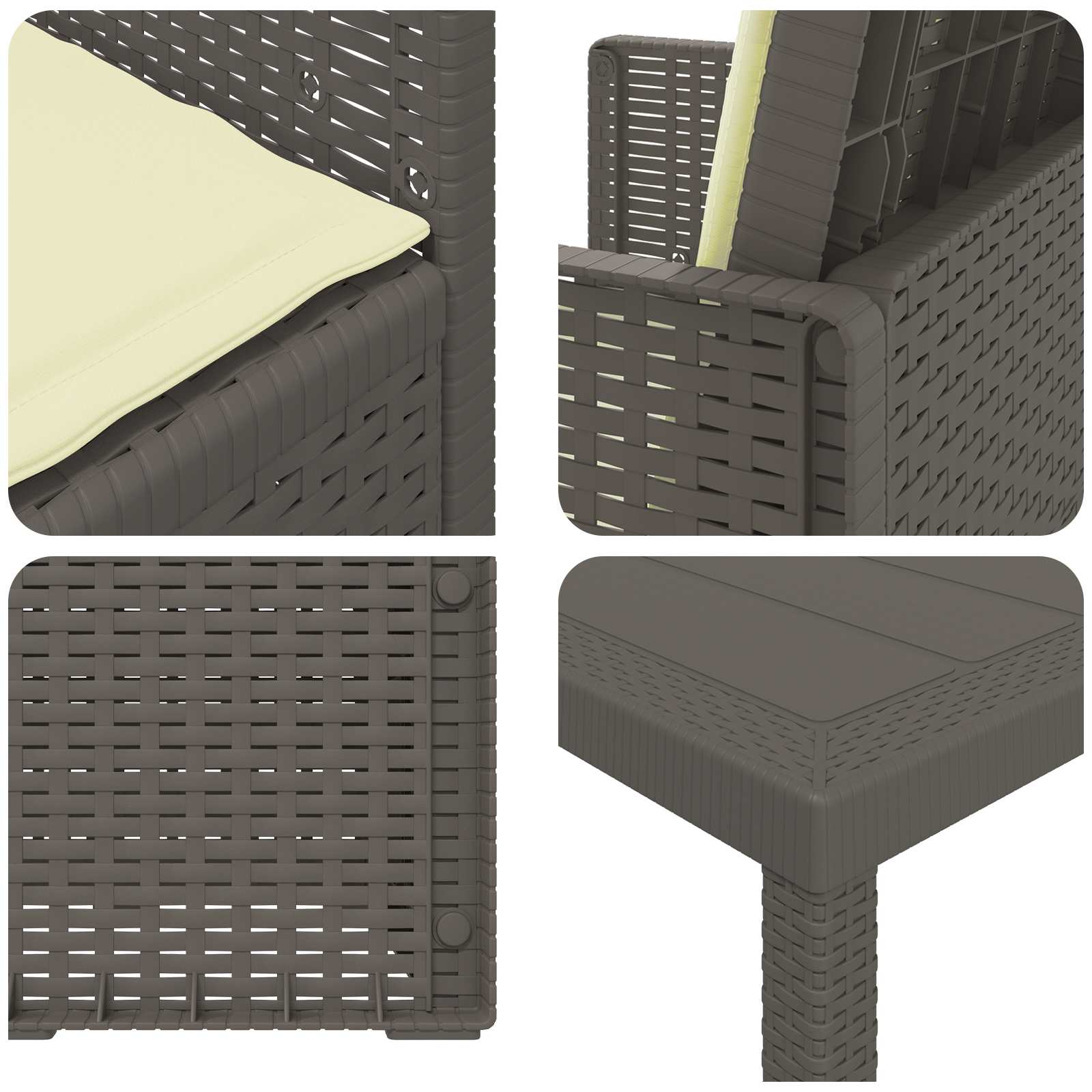 Set da Pranzo per Giardino 5 pz Grigio chiaro e panna PP