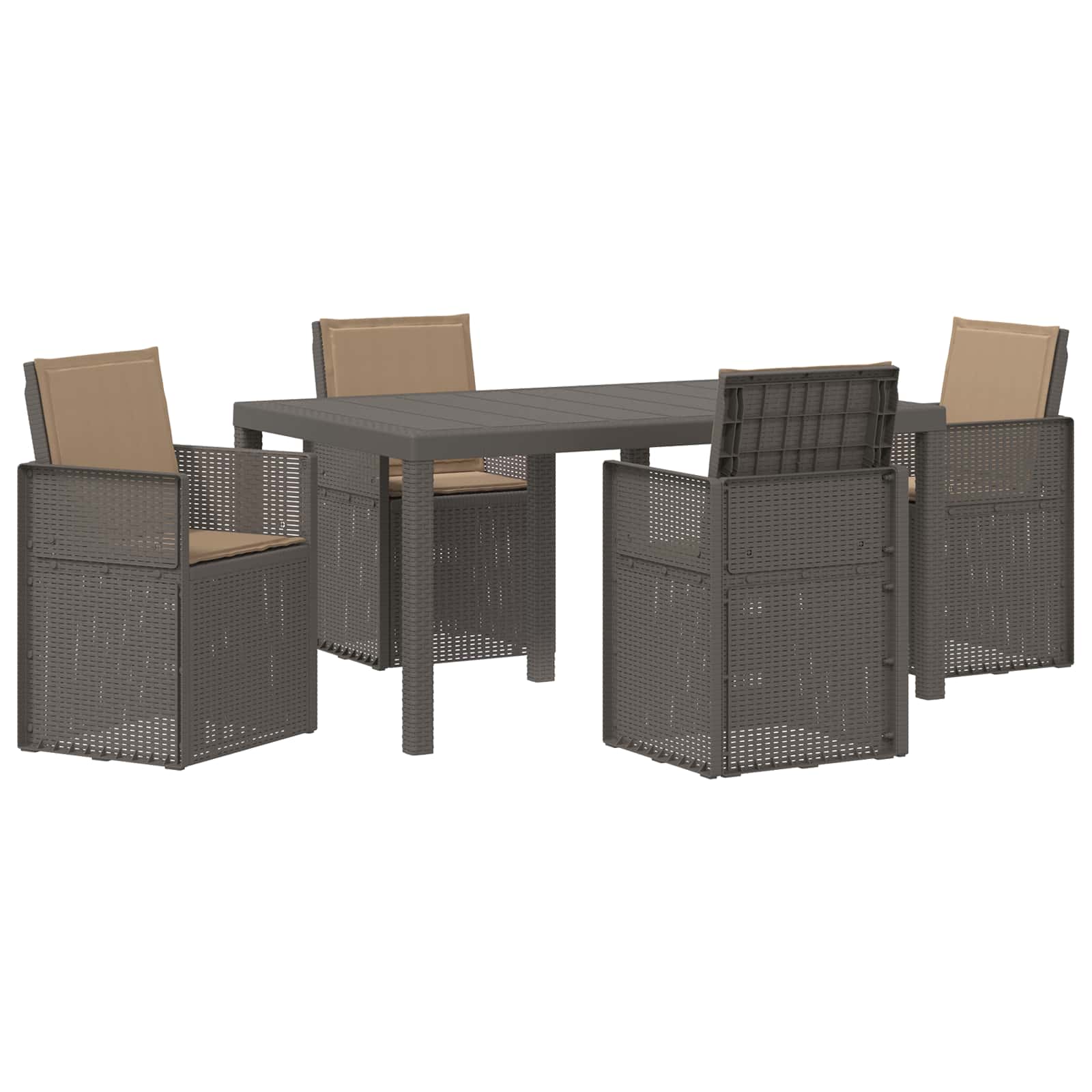 Set da Pranzo per Giardino 5 pz Grigio chiaro e Tortora PP