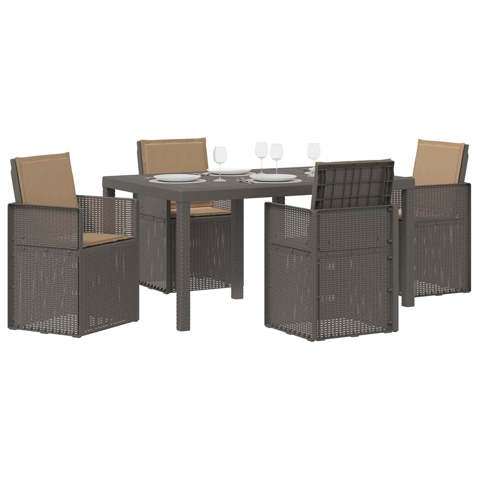 Set da Pranzo per Giardino 5 pz Grigio chiaro e Tortora PP
