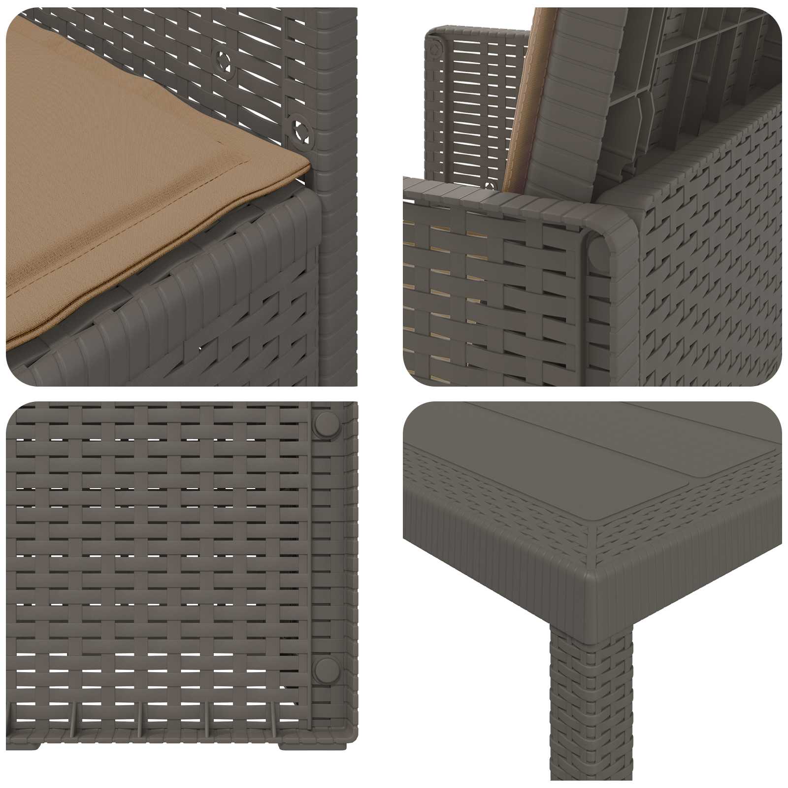 Set da Pranzo per Giardino 5 pz Grigio chiaro e Tortora PP