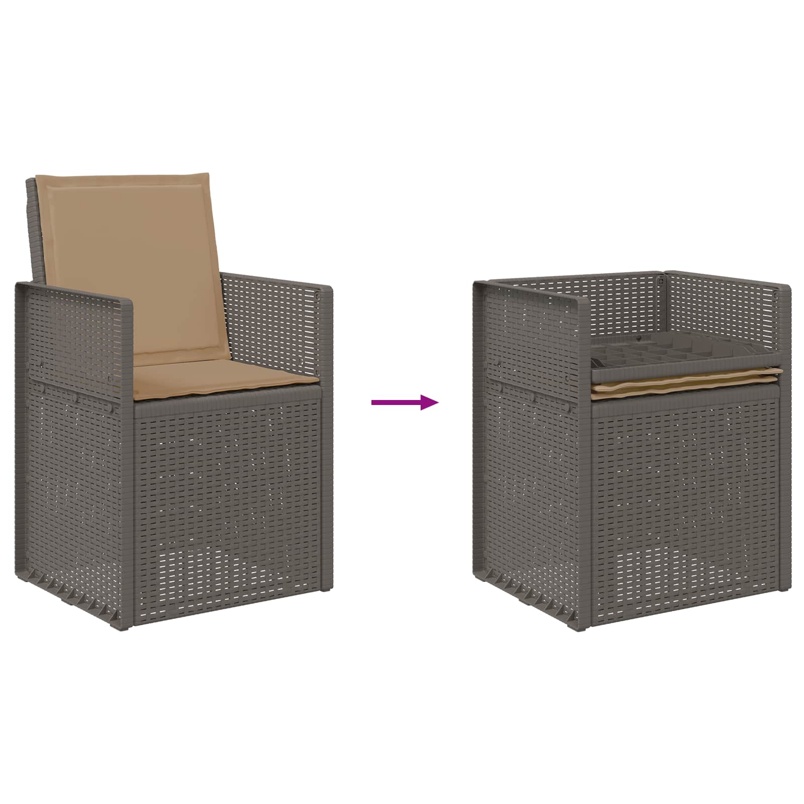 Set da Pranzo per Giardino 5 pz Grigio chiaro e Tortora PP